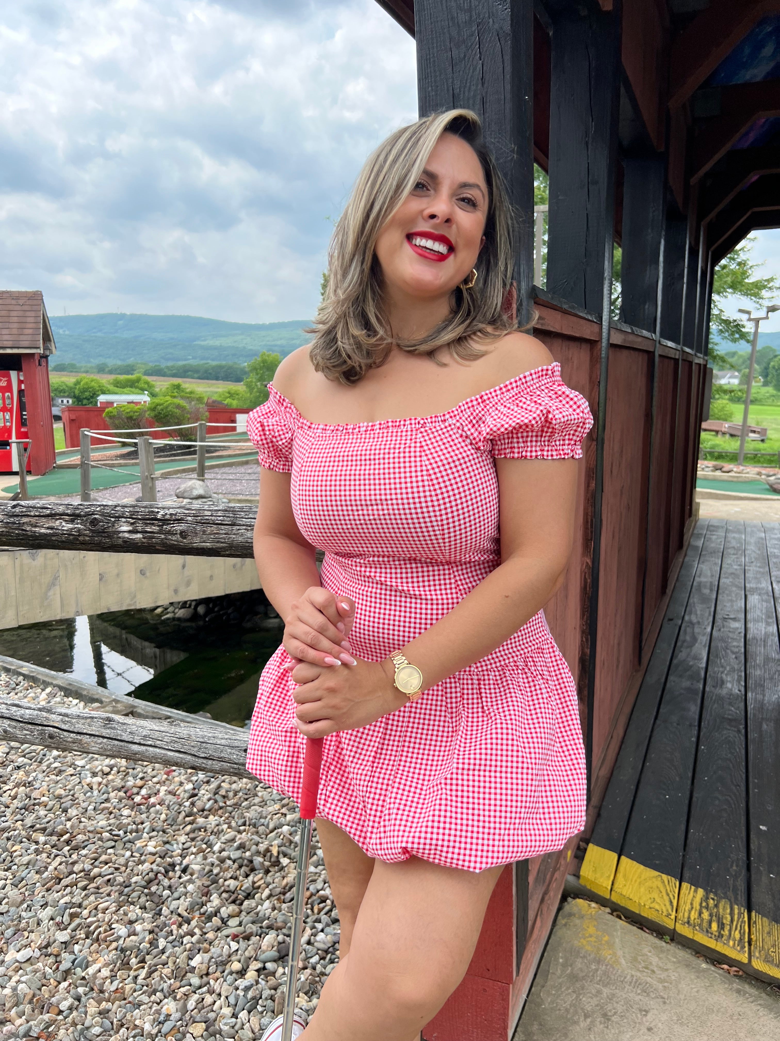 Red Gingham Bubble Dress