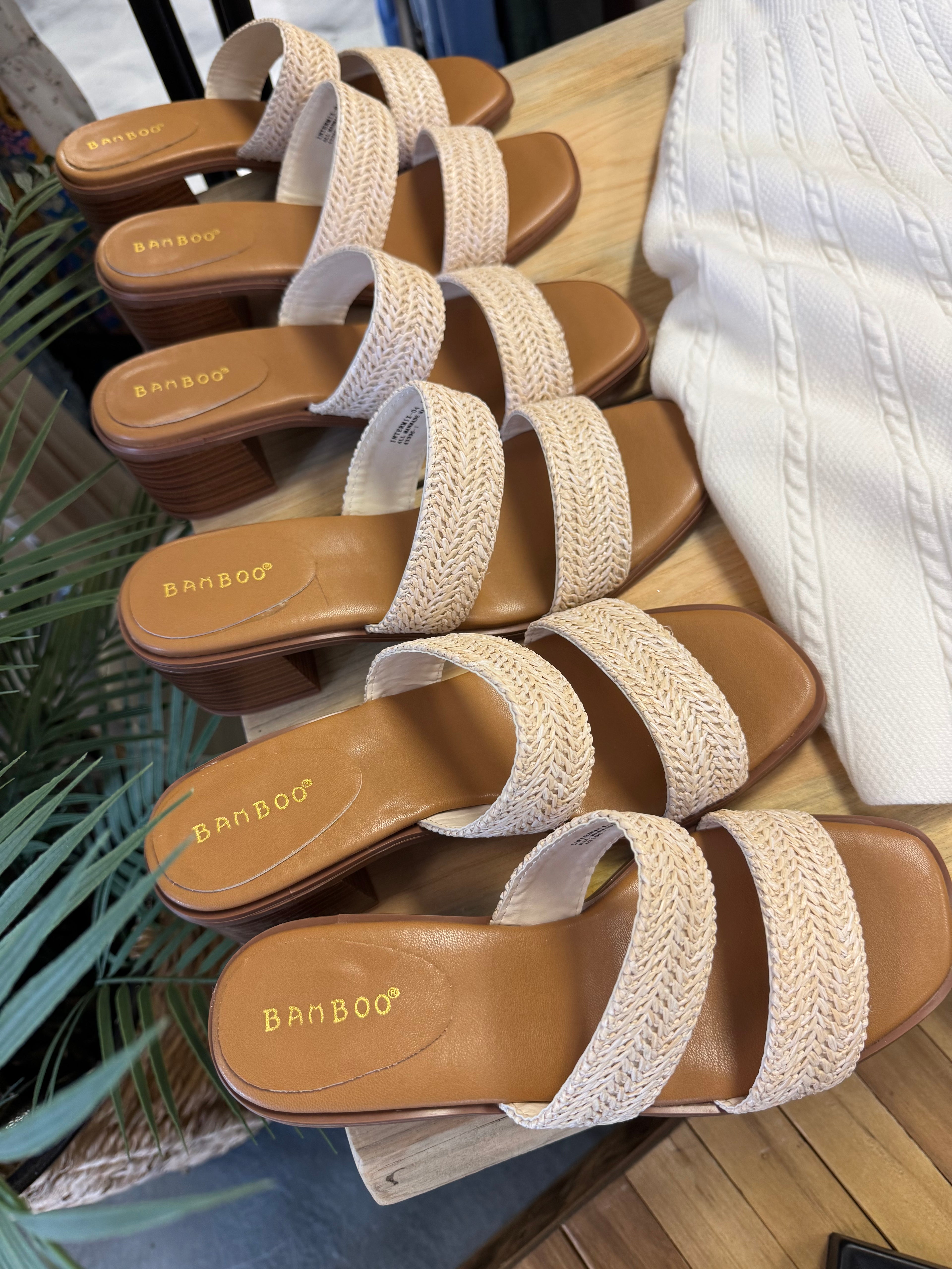 Bamboo Mini Heel Sandal