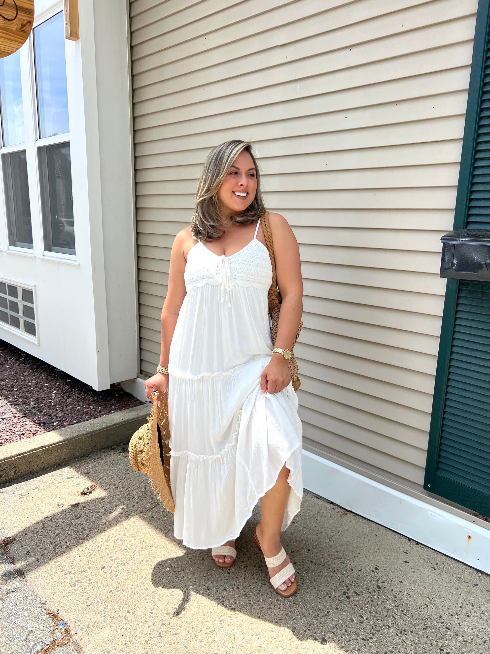 White Crochet Maxi Dress