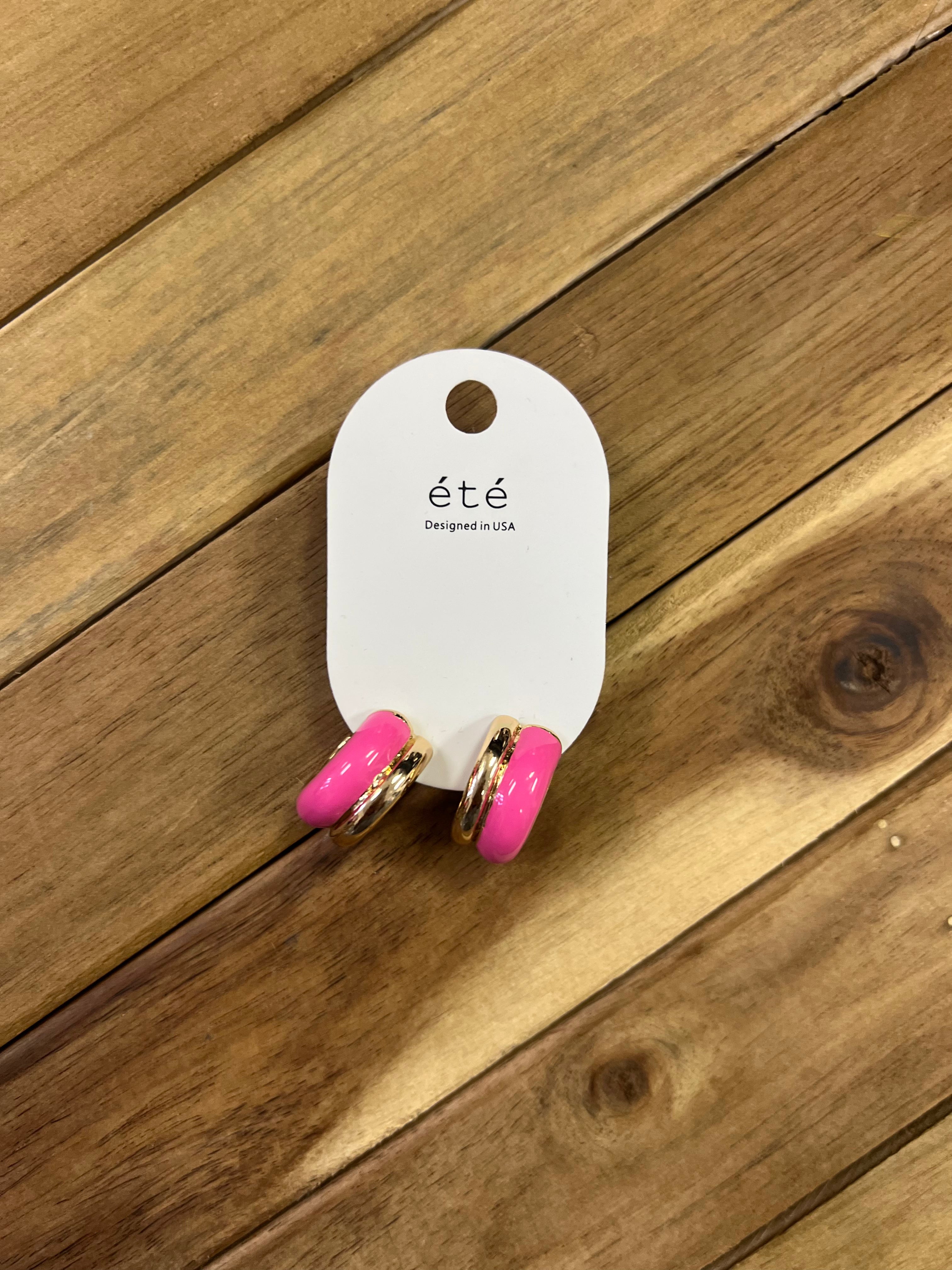 Pink & Gold Mini Hoop Earrings
