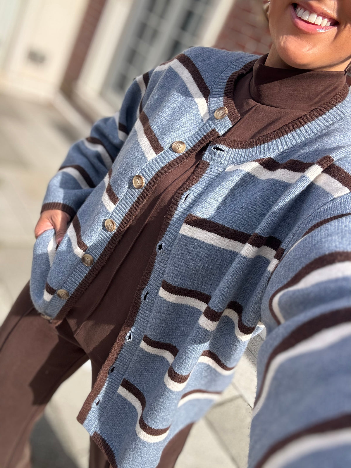 Stripped Multi Oversized Ice Blue Sweater