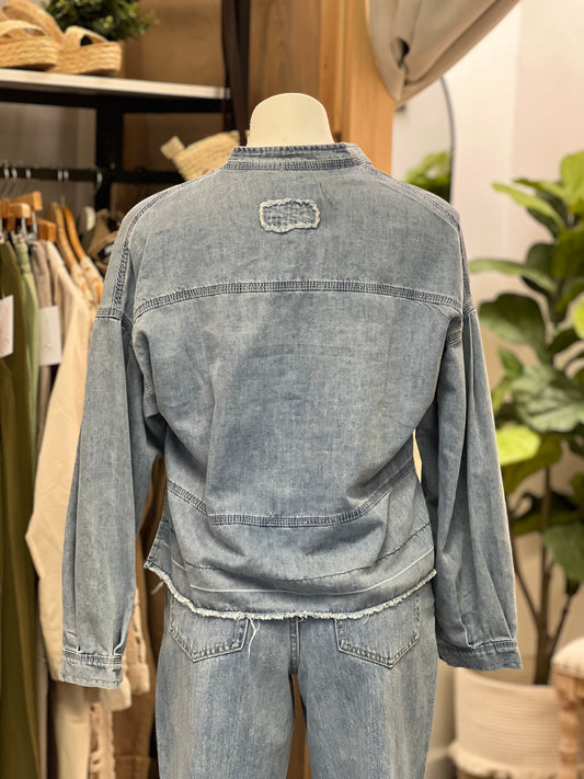 Denim Long Sleeve Top