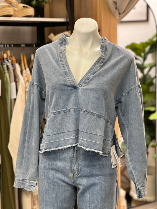 Denim Long Sleeve Top