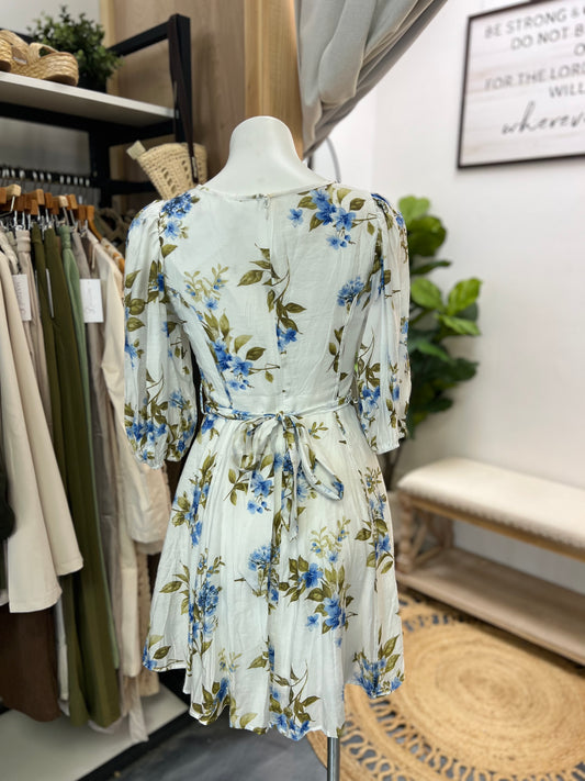 Blue Floral Mini Dress