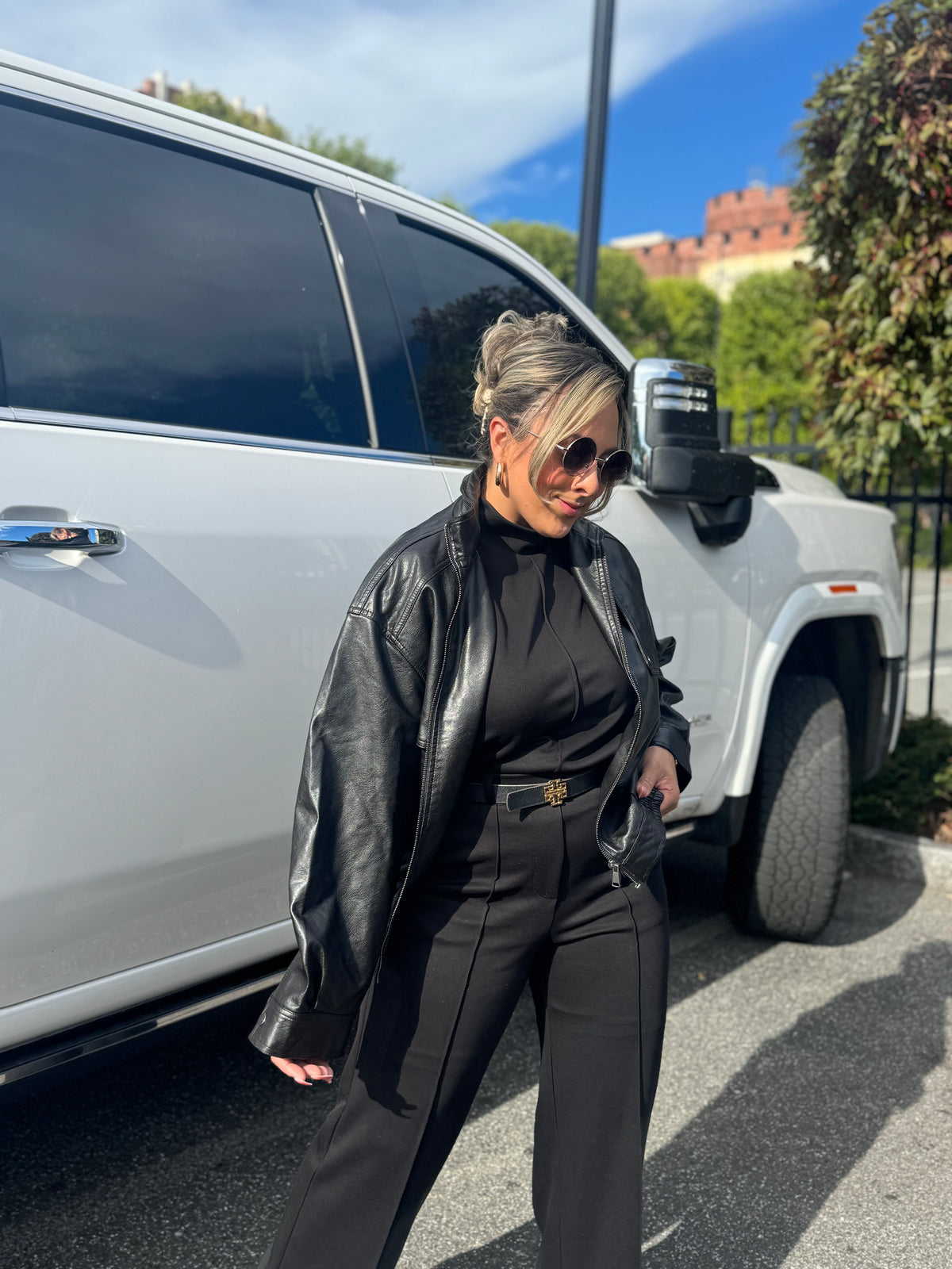 Faux Oversized Leather Jacket