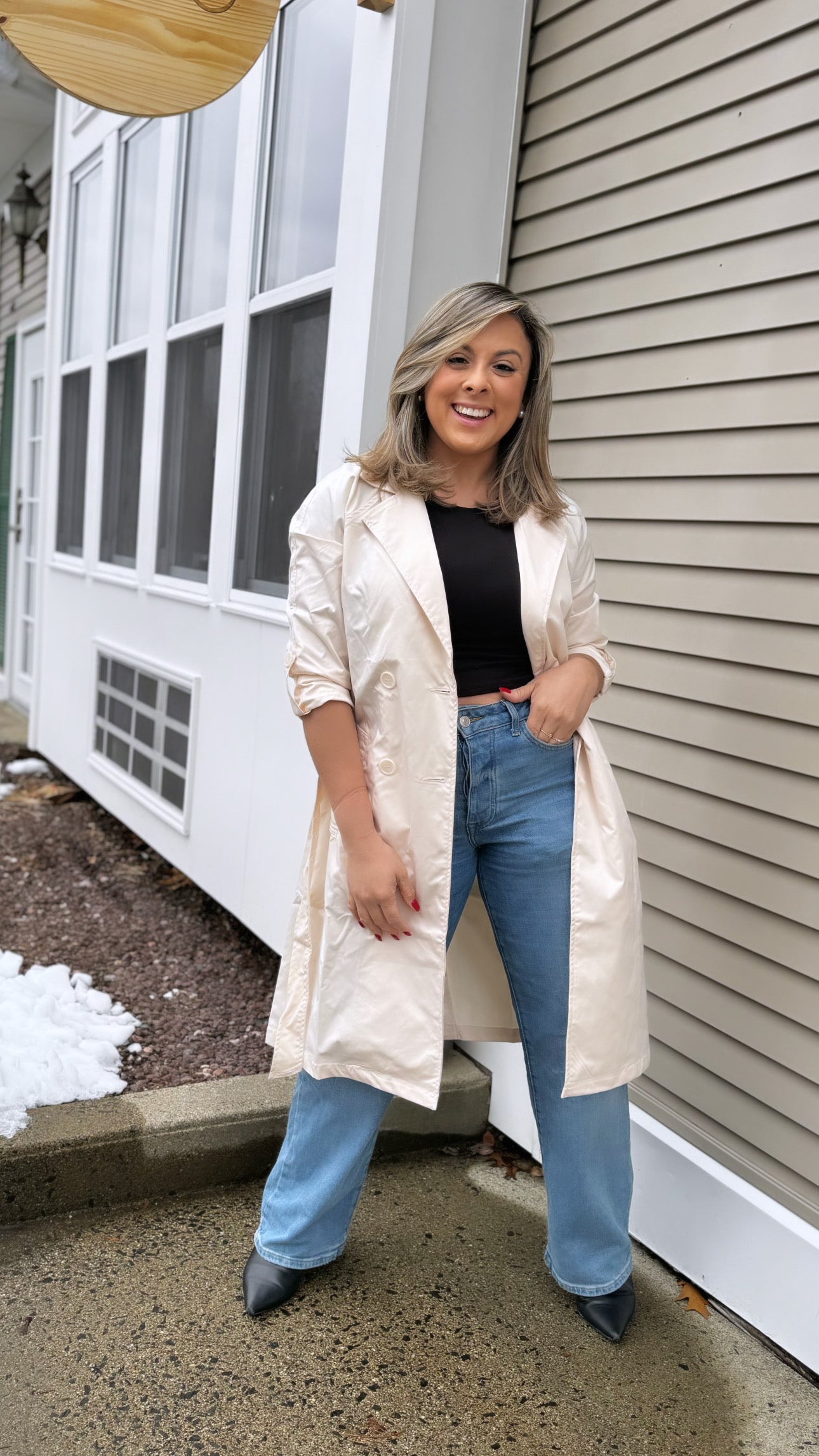 Vanilla Belted Notch Coat