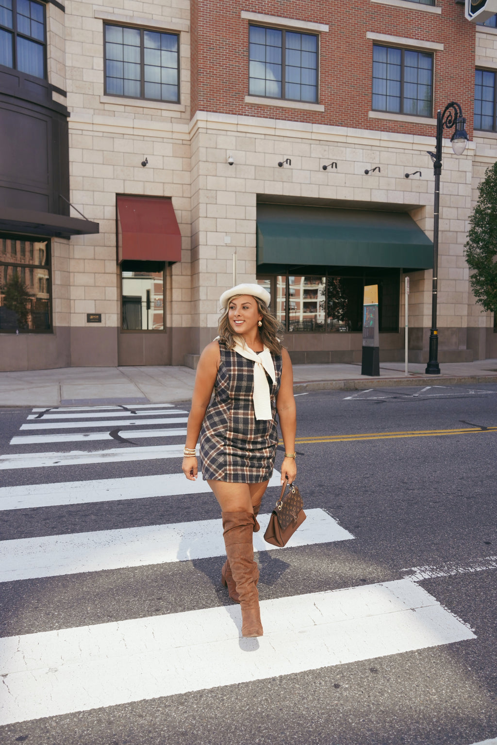 Navy Plaid Dress