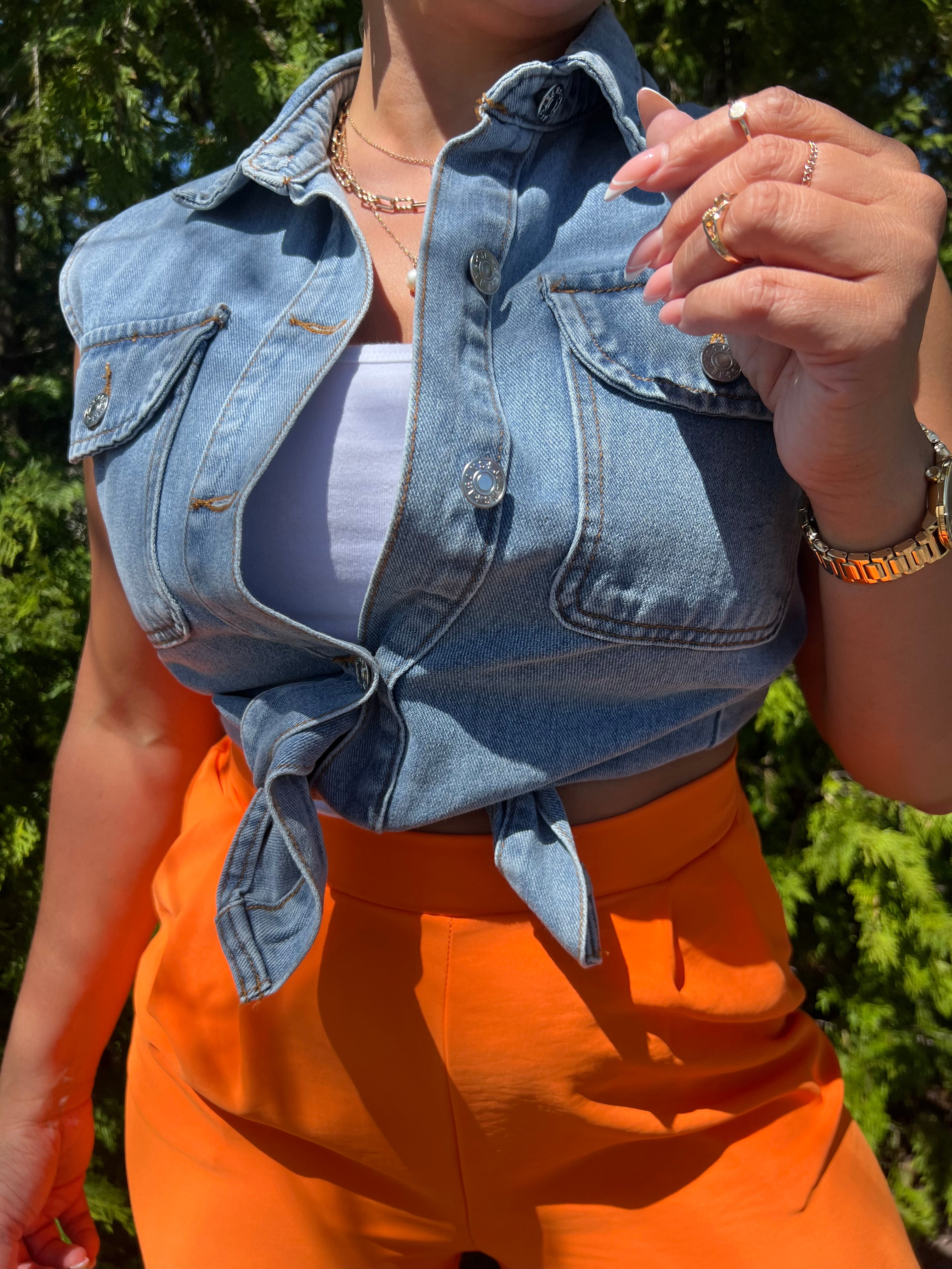 Sleeveless Denim Vest