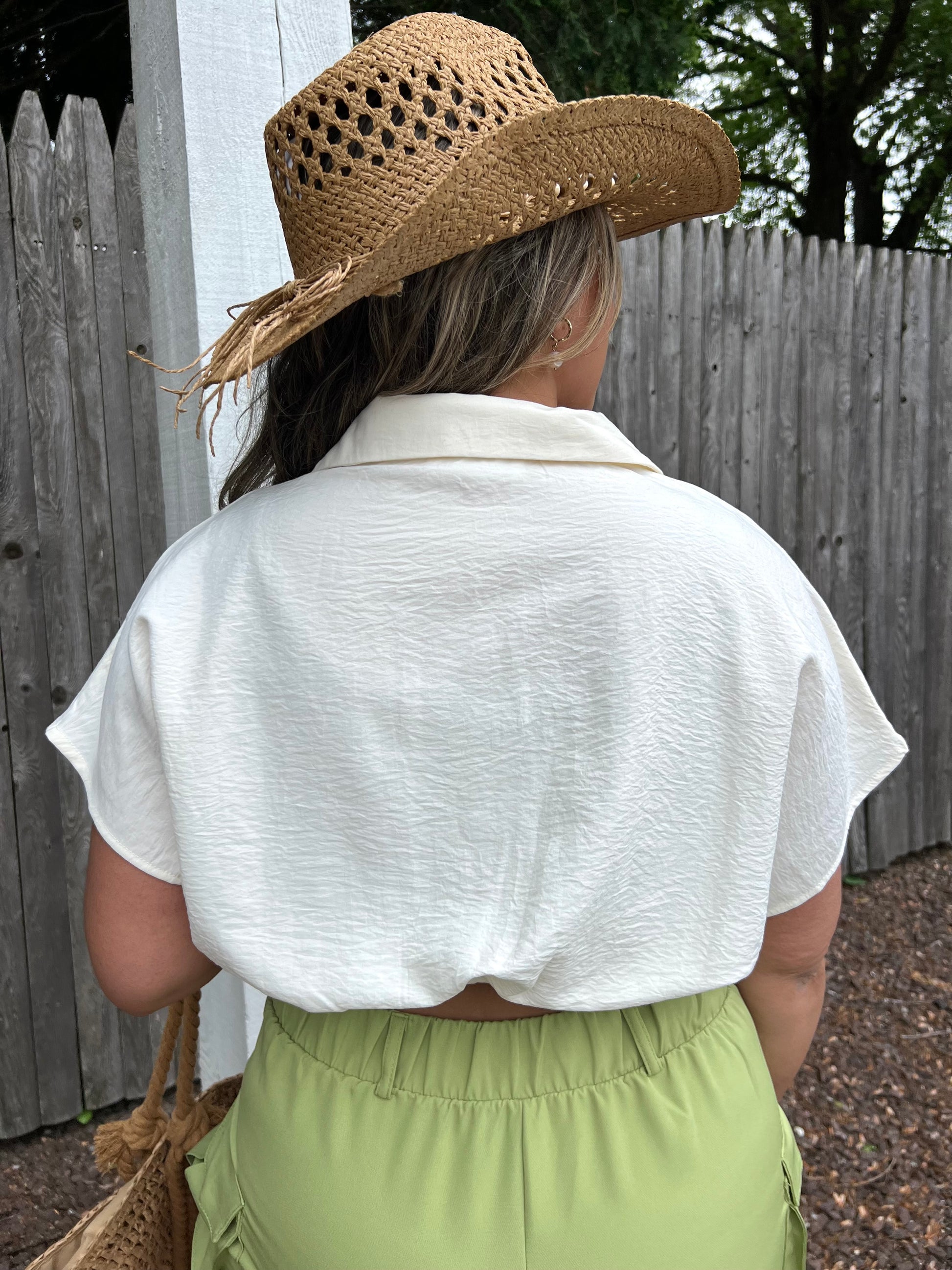 Cape Cream Collard Crop Top
