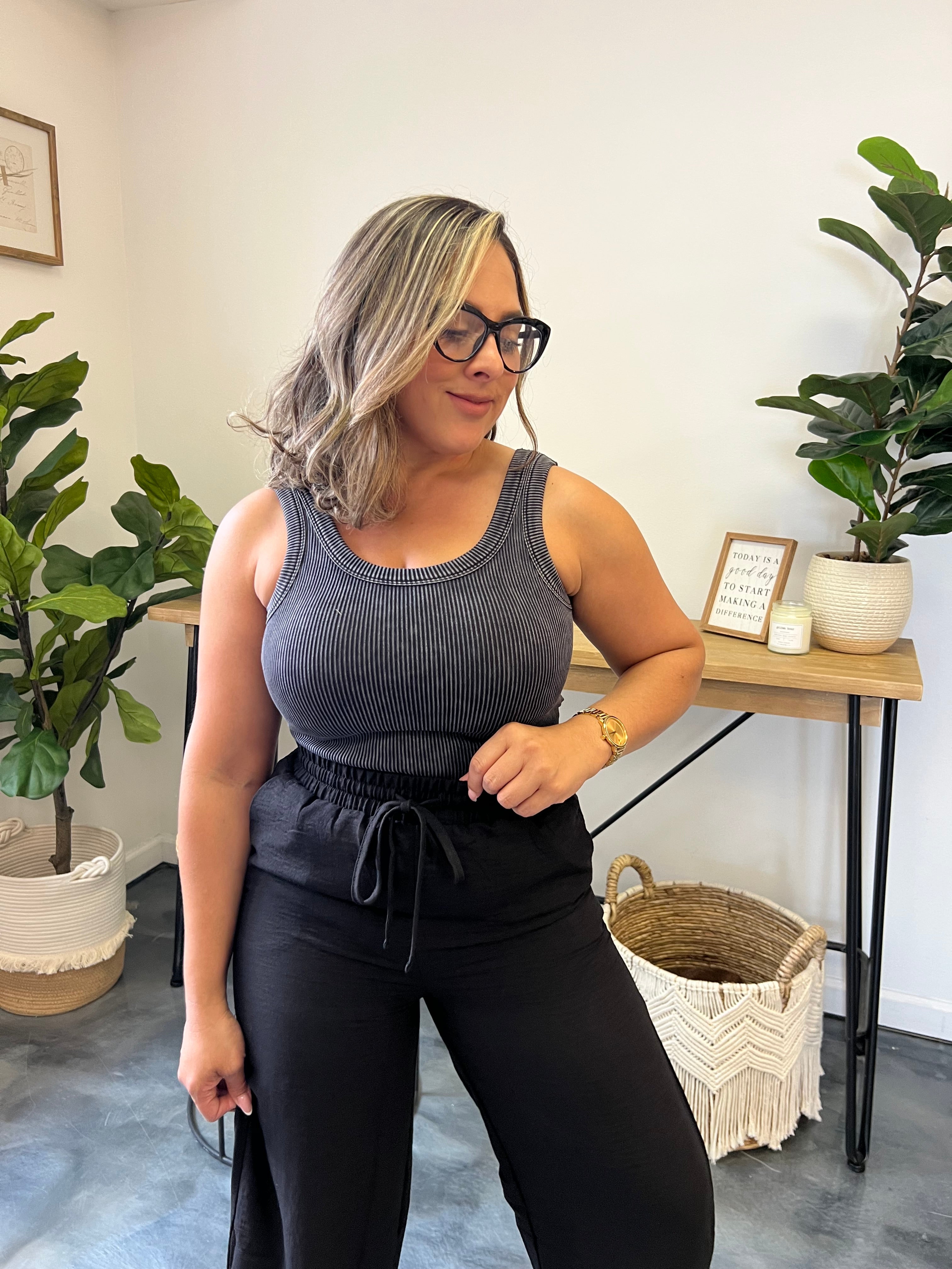 Ribbed Padded Tank Top