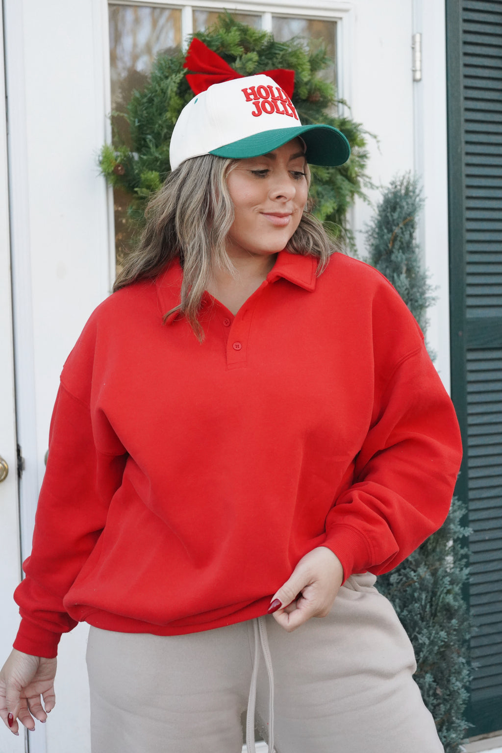 Peppermint Button Sweatshirt