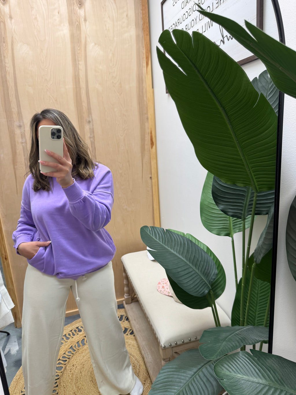 Cozy in lavender sweater