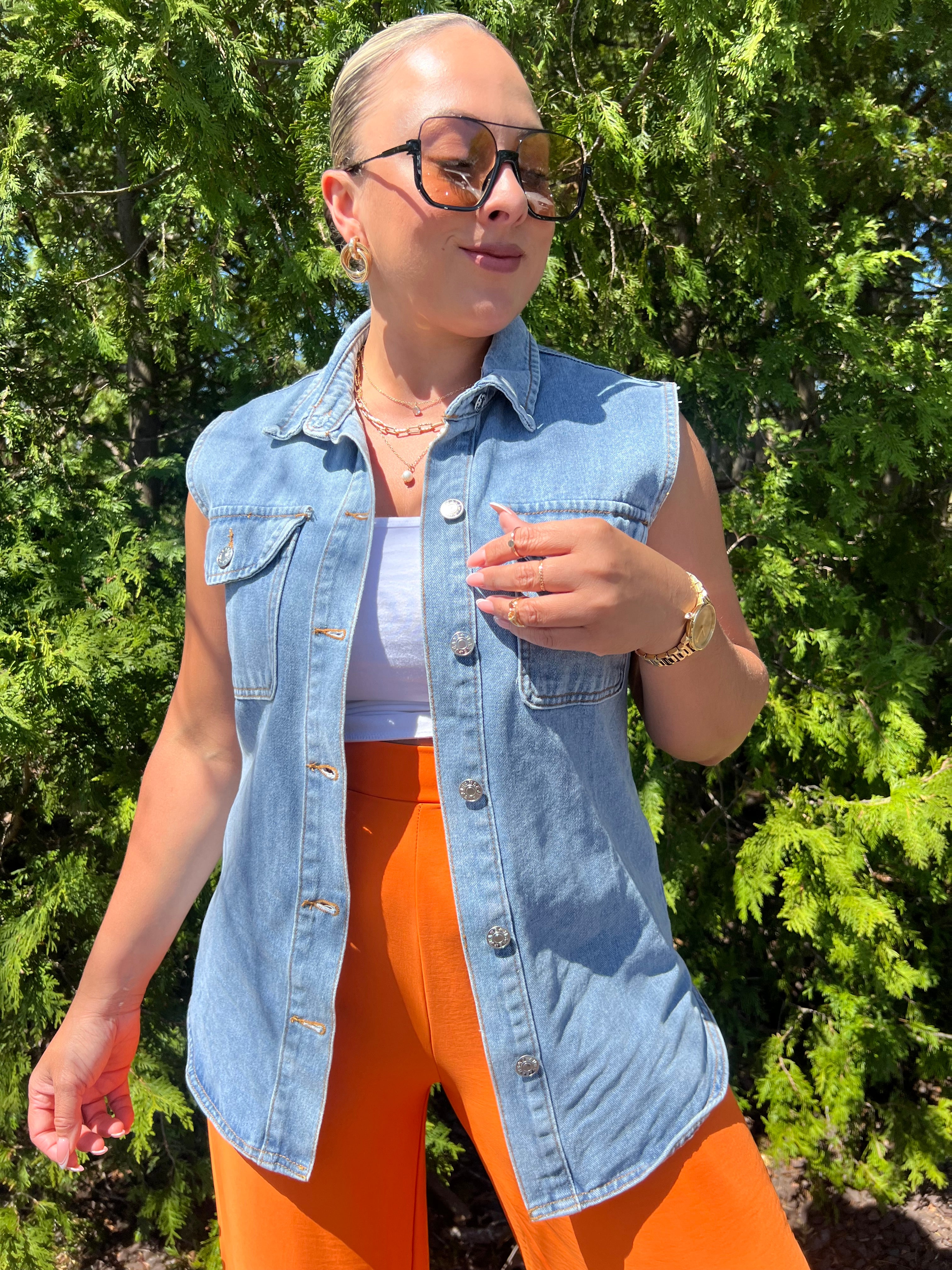Sleeveless Denim Vest