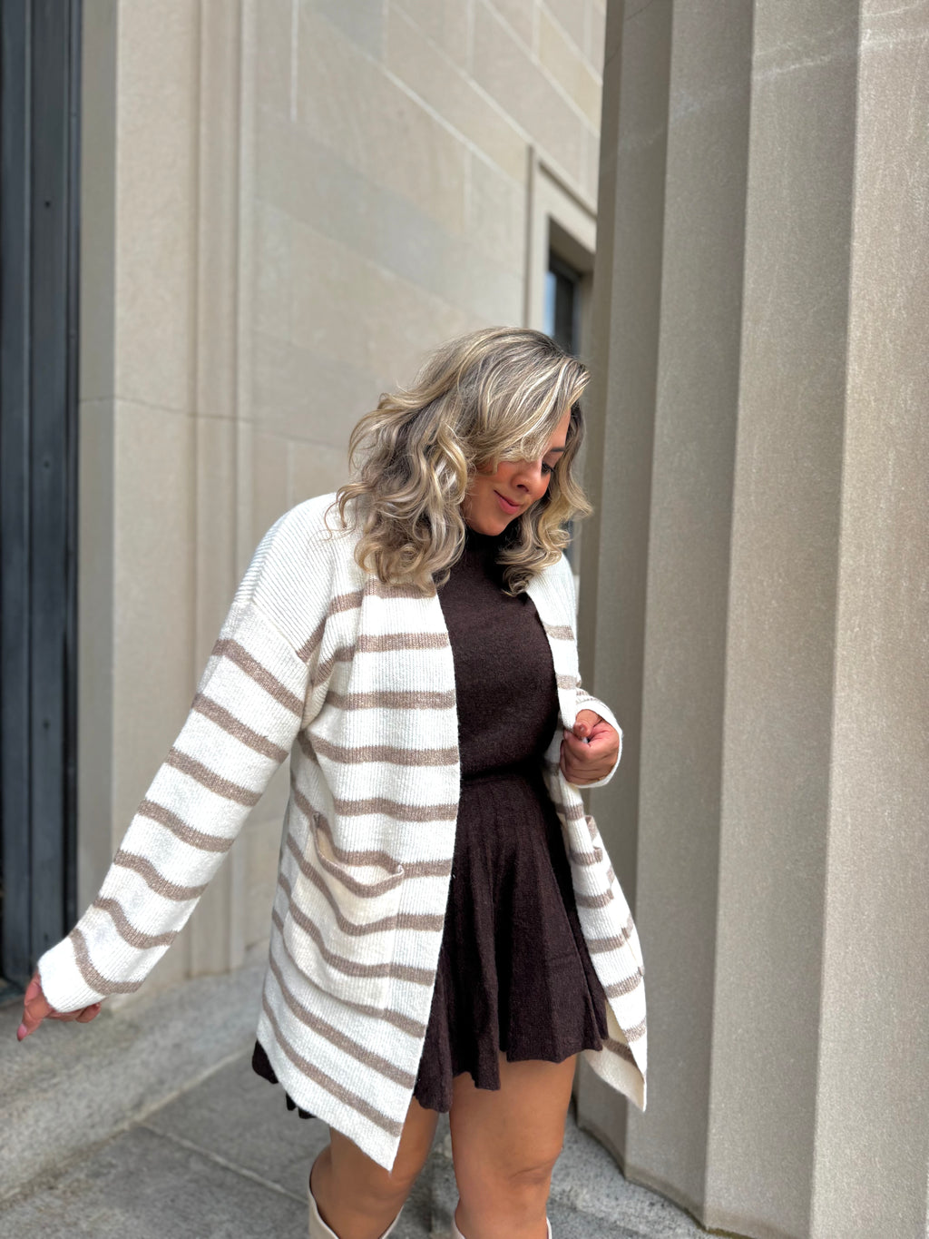 Mocha Blend Stripped Cardigan