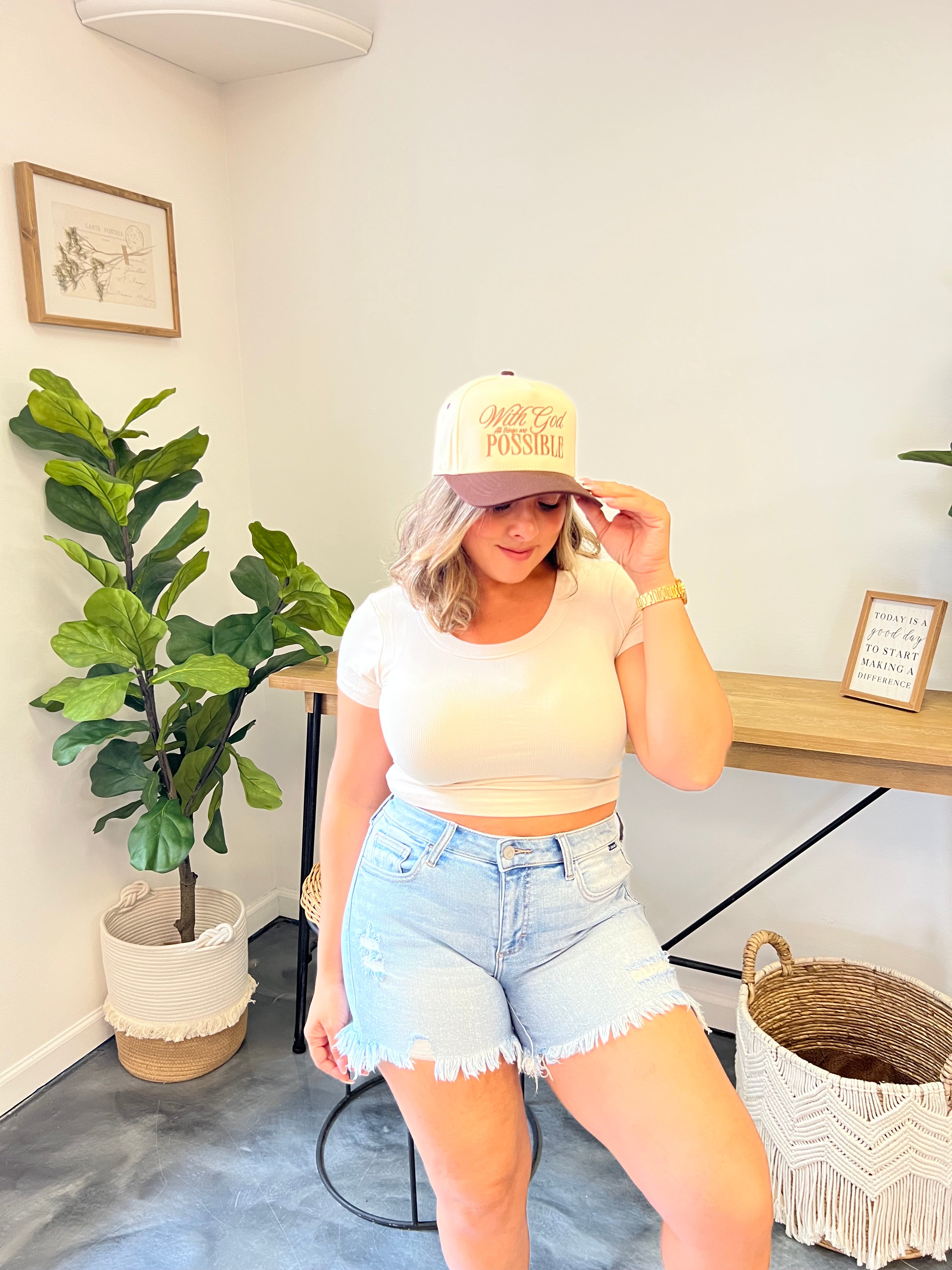 Light Wash Distressed Shorts