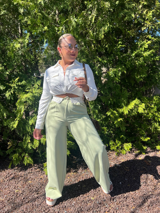 Muy Muy Green Button Trousers