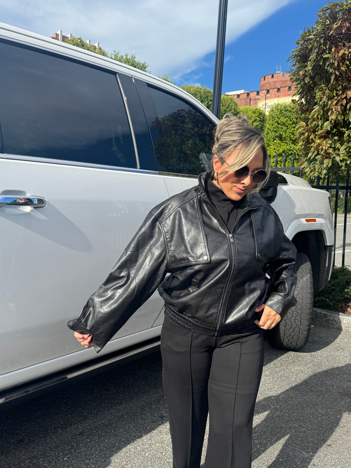 Faux Oversized Leather Jacket