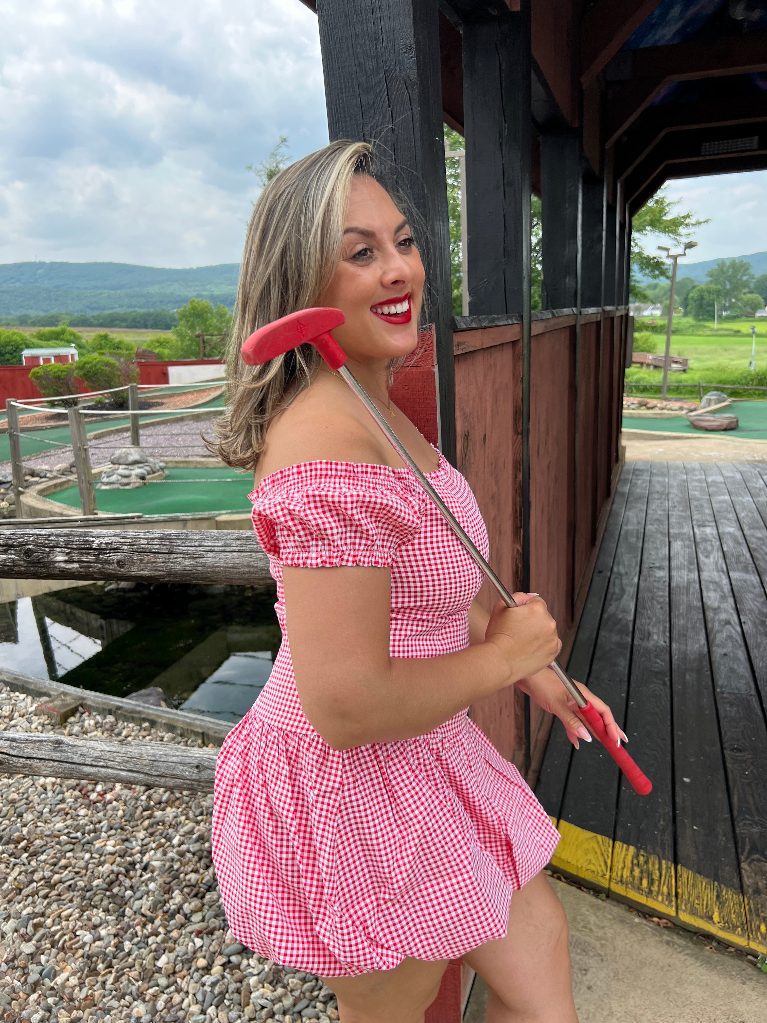 Red Gingham Bubble Dress