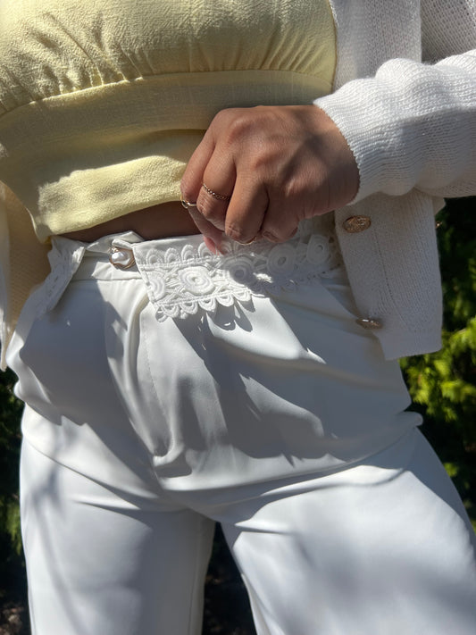Muy Muy White Button Trousers
