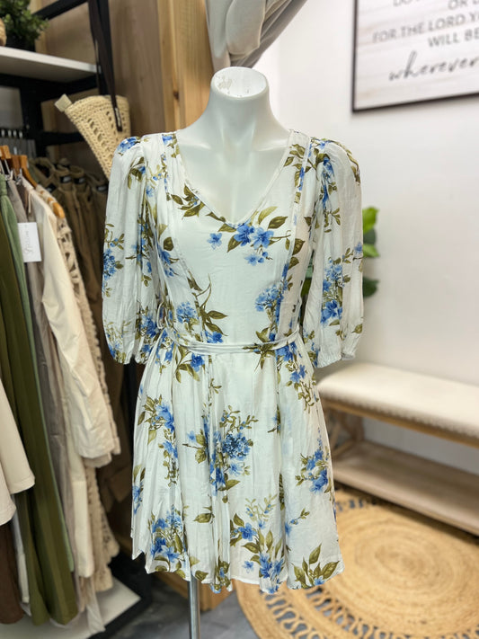 Blue Floral Mini Dress