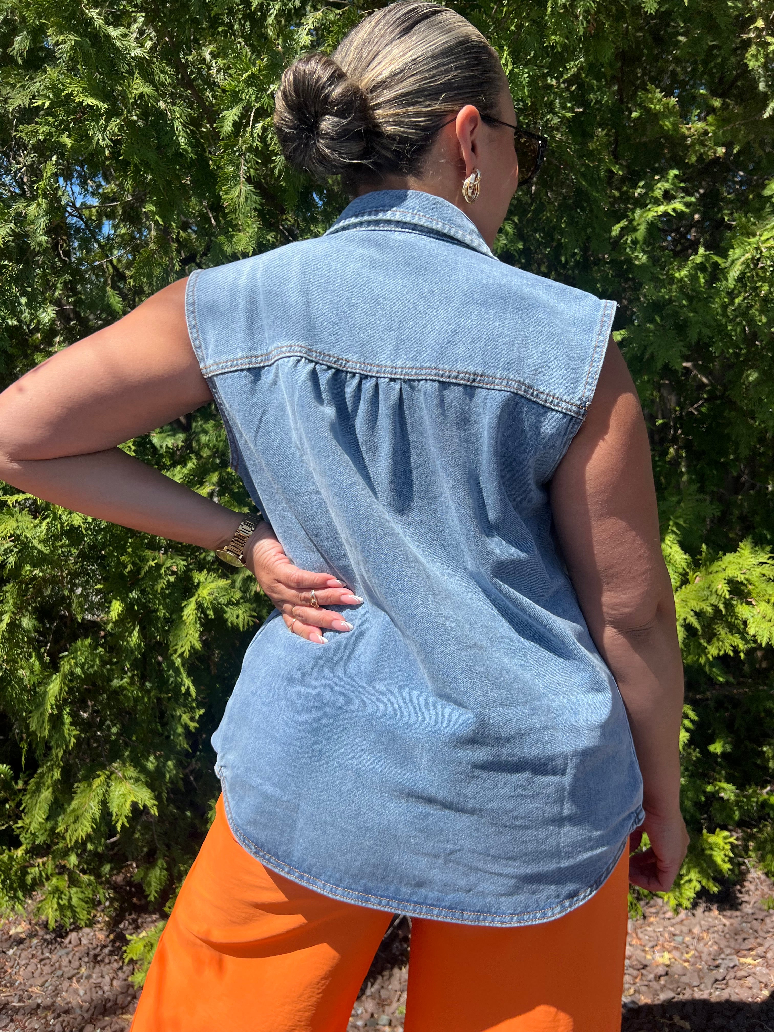 Sleeveless Denim Vest