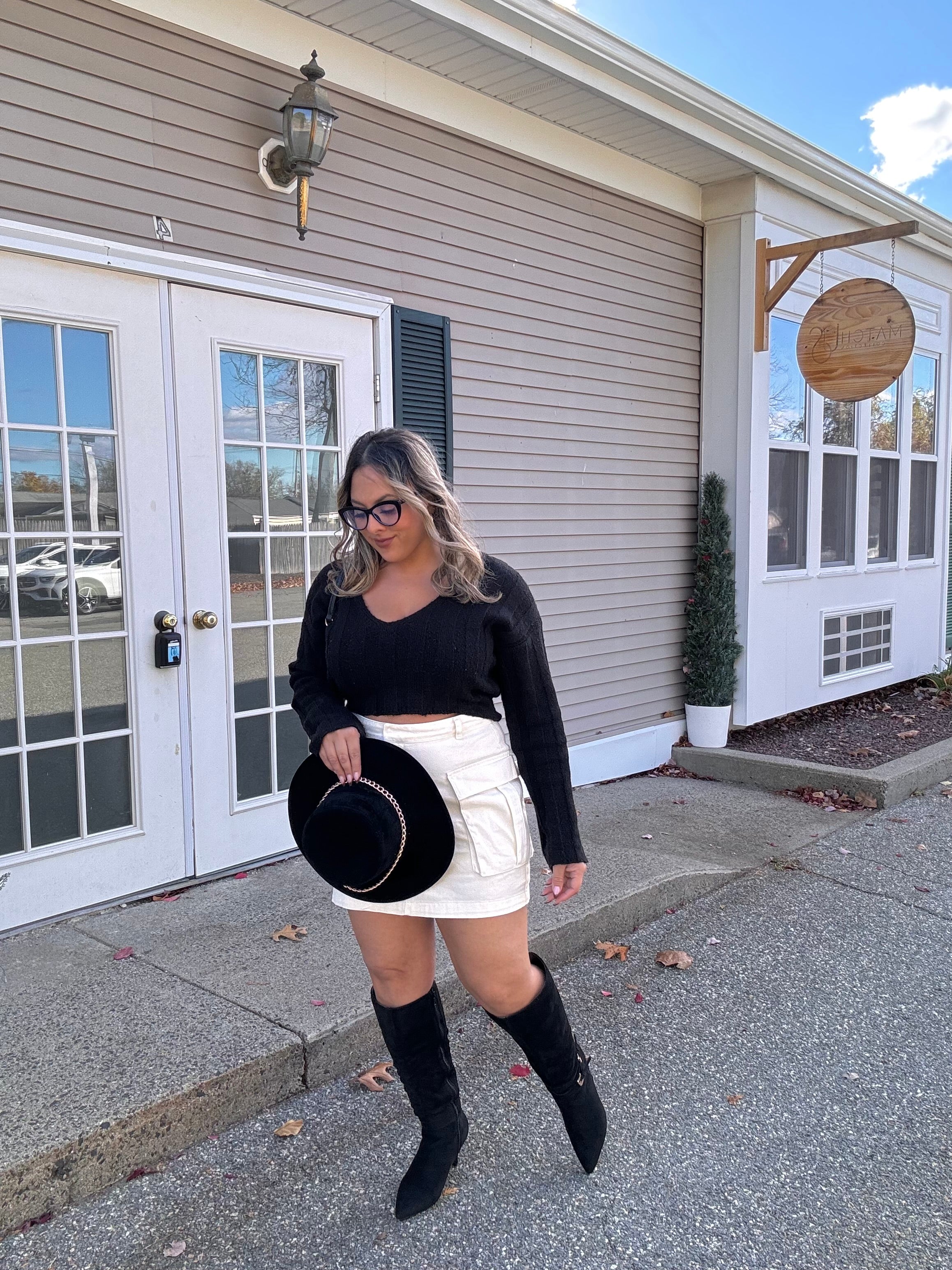 Velour Knee High Boots