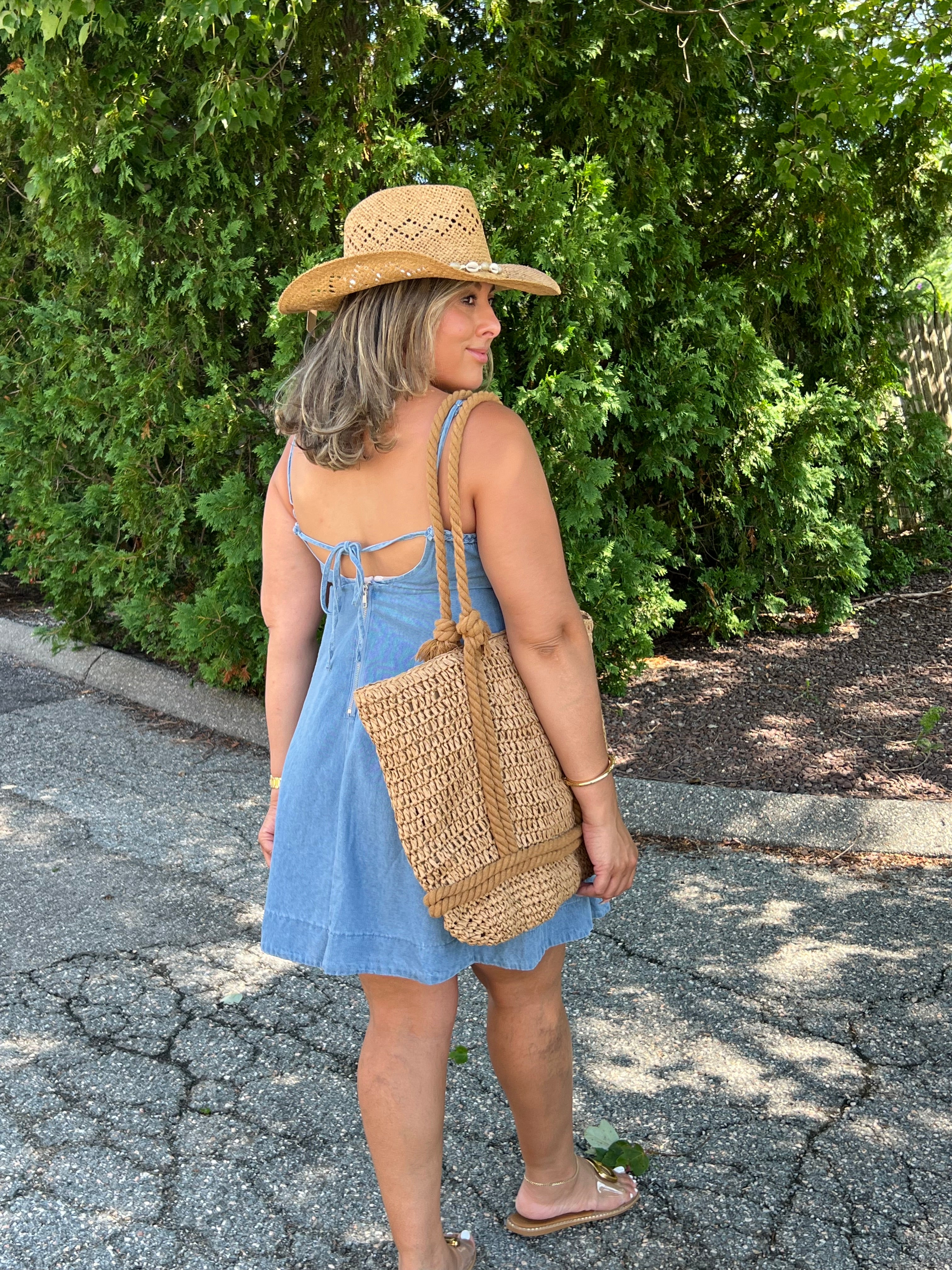 Denim Knot Mini Dress