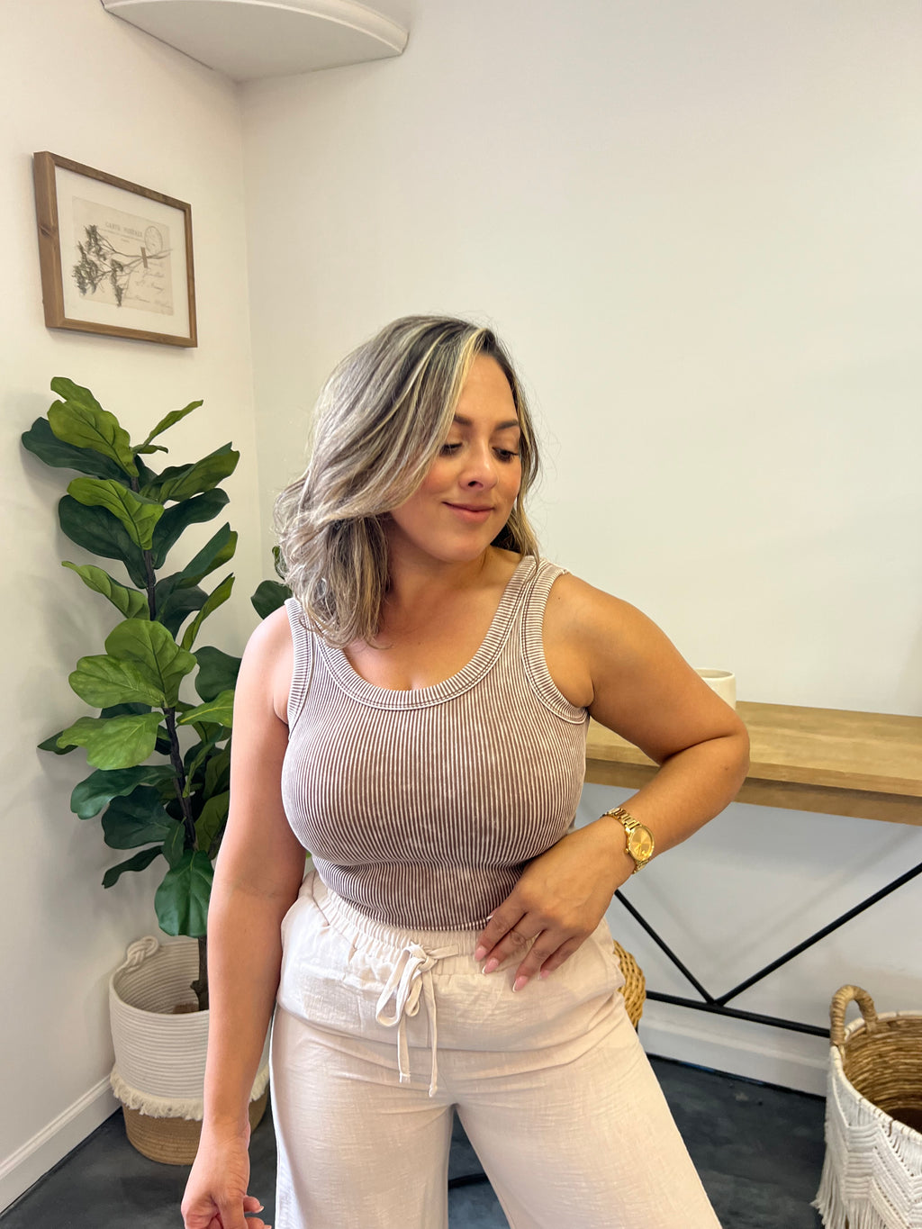Ribbed Padded Tank Top