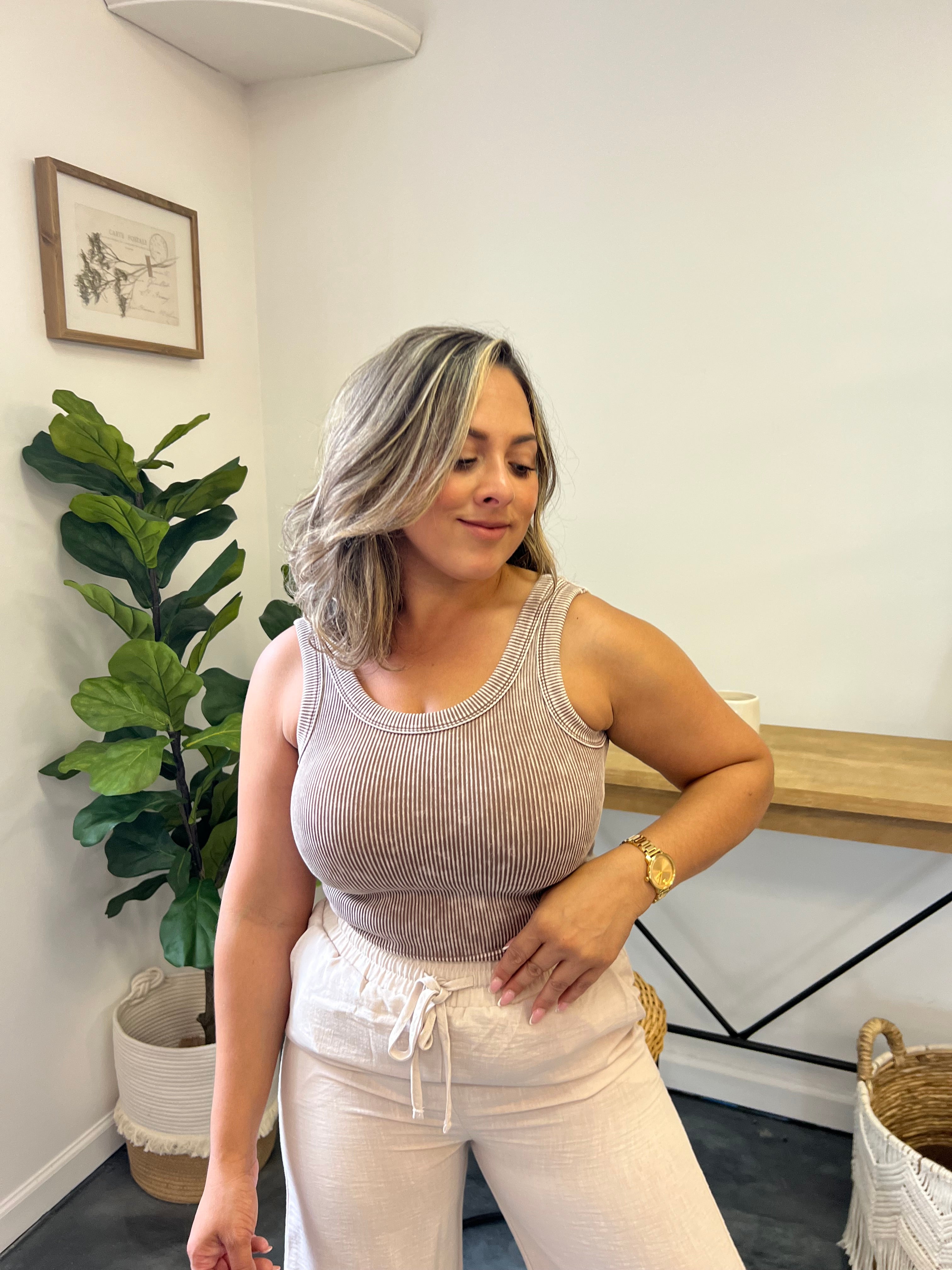 Ribbed Padded Tank Top