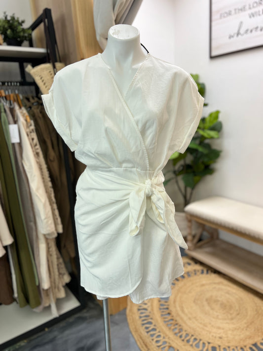 White Tie Mini Dress