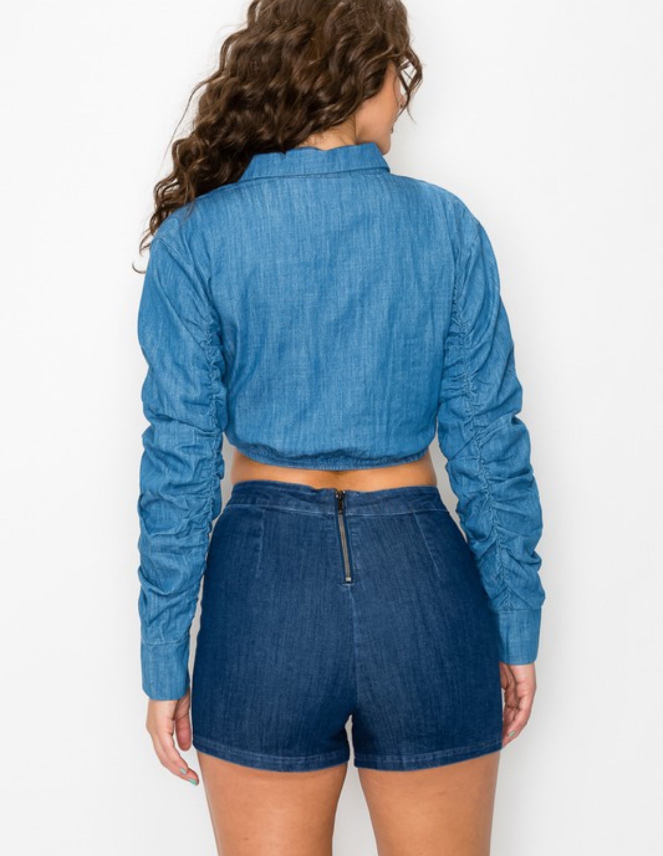 Elastic denim top