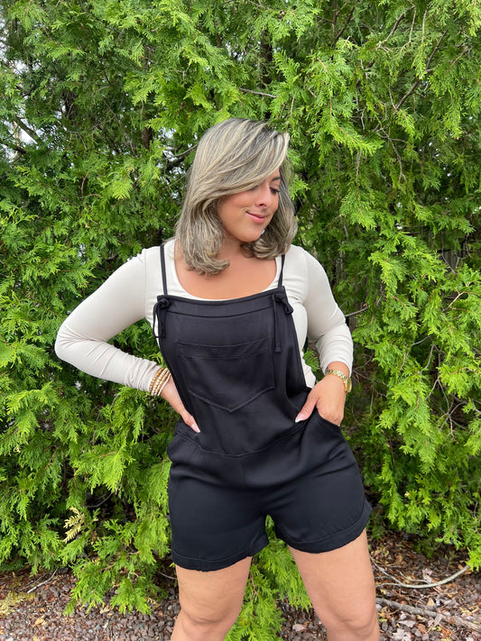 Rayon Woven Romper With Tie Knot Traps