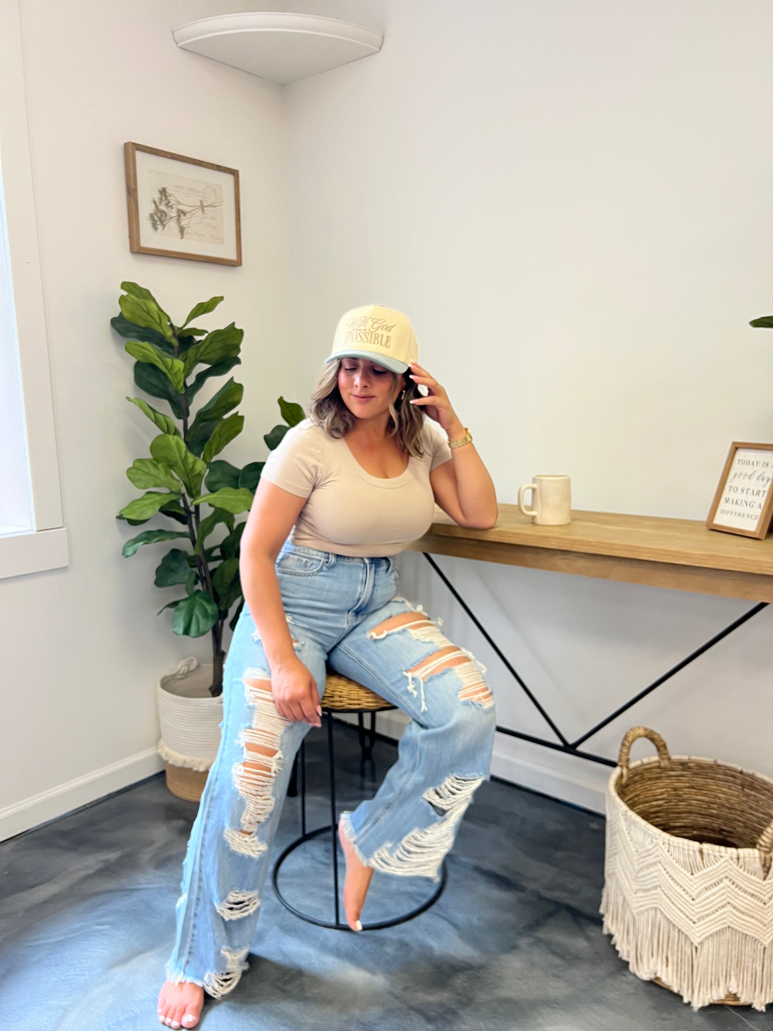 Ultra Distressed High Wide Leg Jean