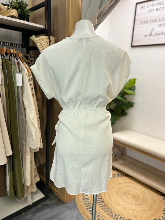 White Tie Mini Dress