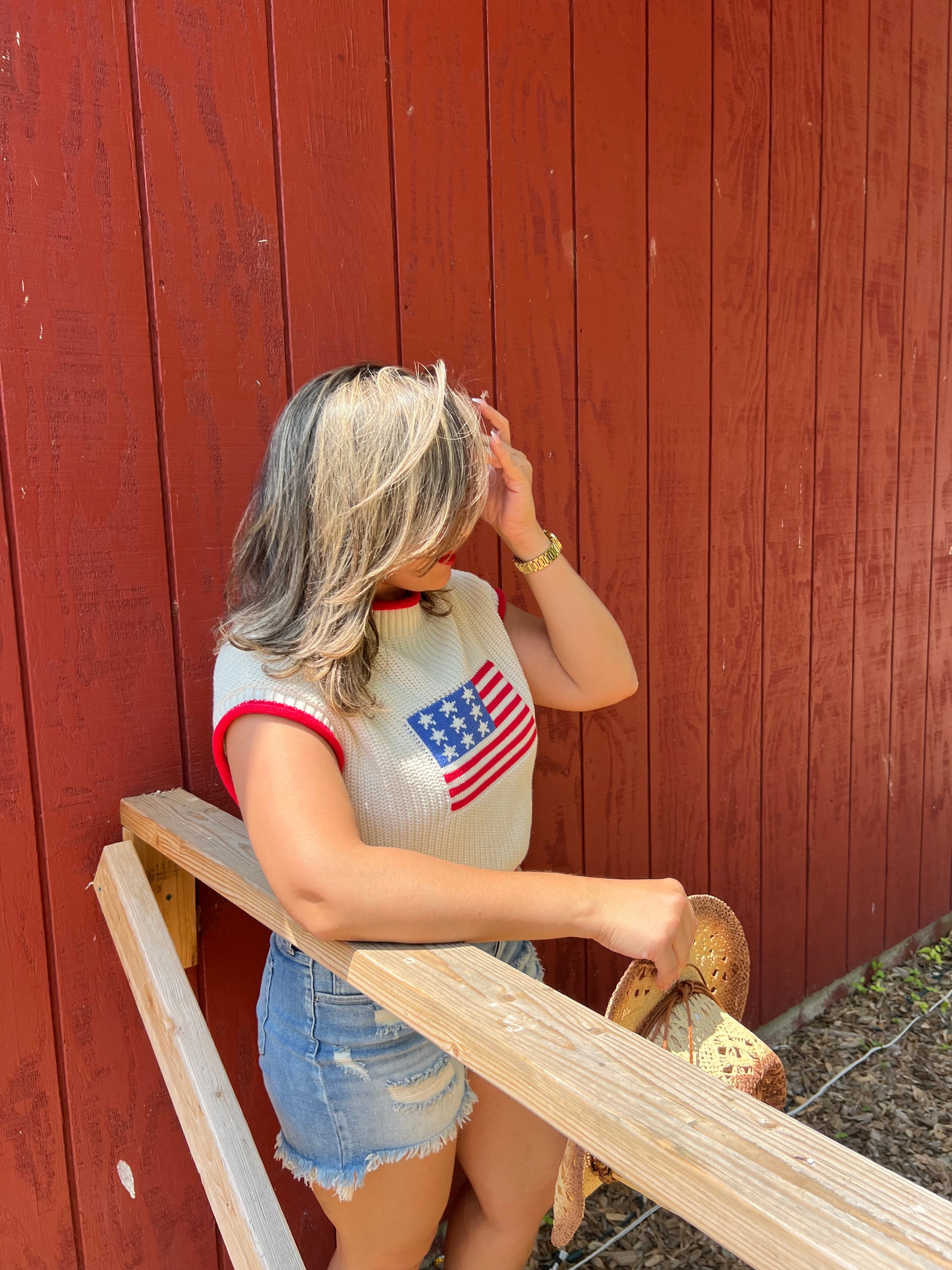 USA Cropped Sweater