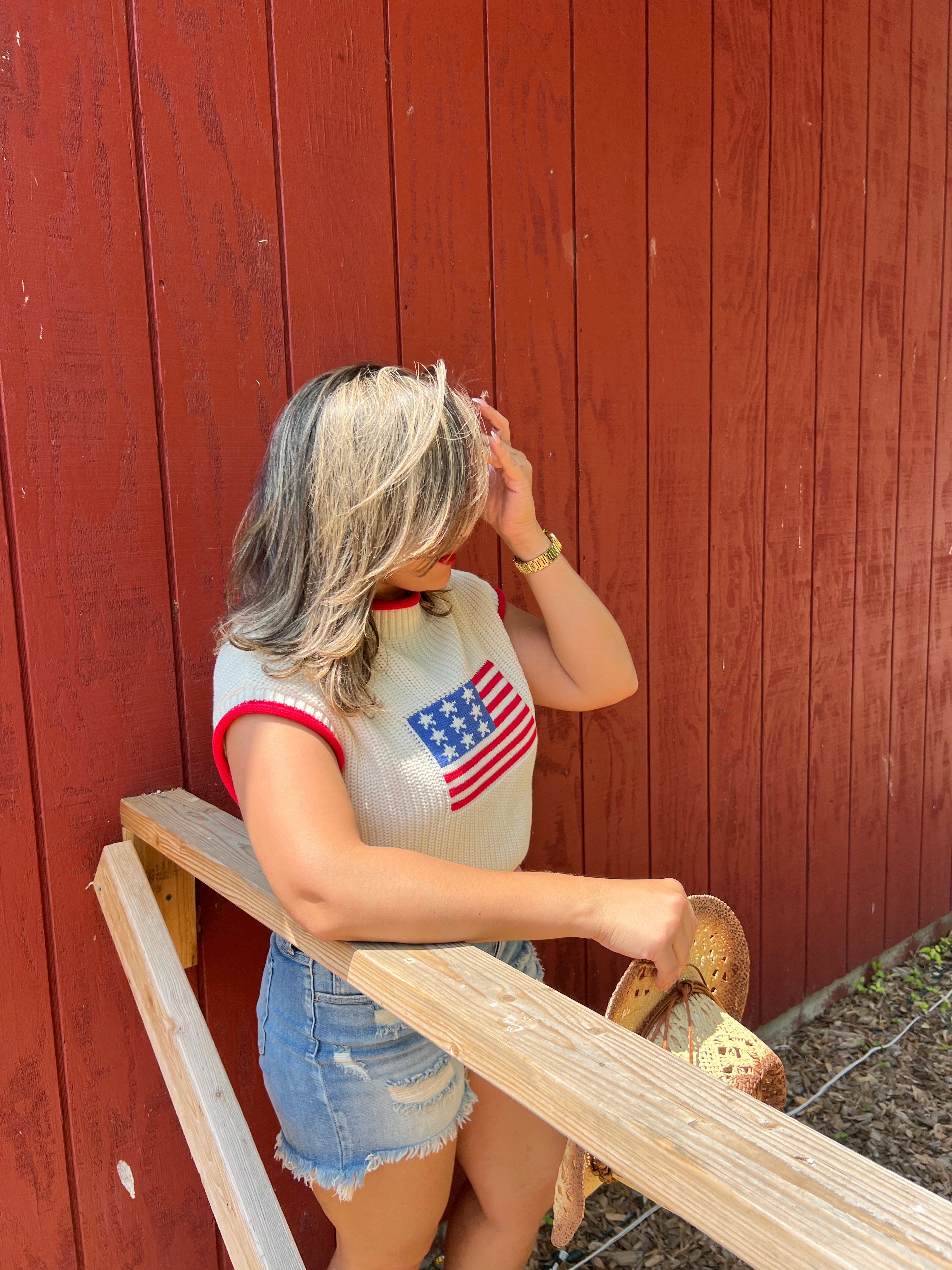 USA Cropped Sweater