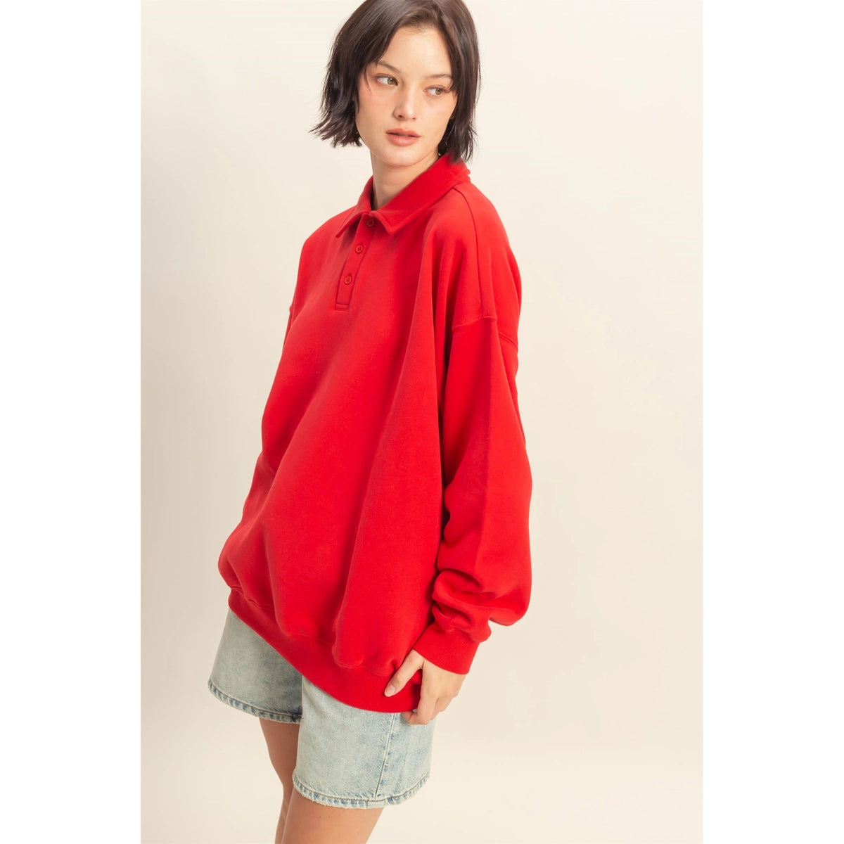 Peppermint Button Sweatshirt