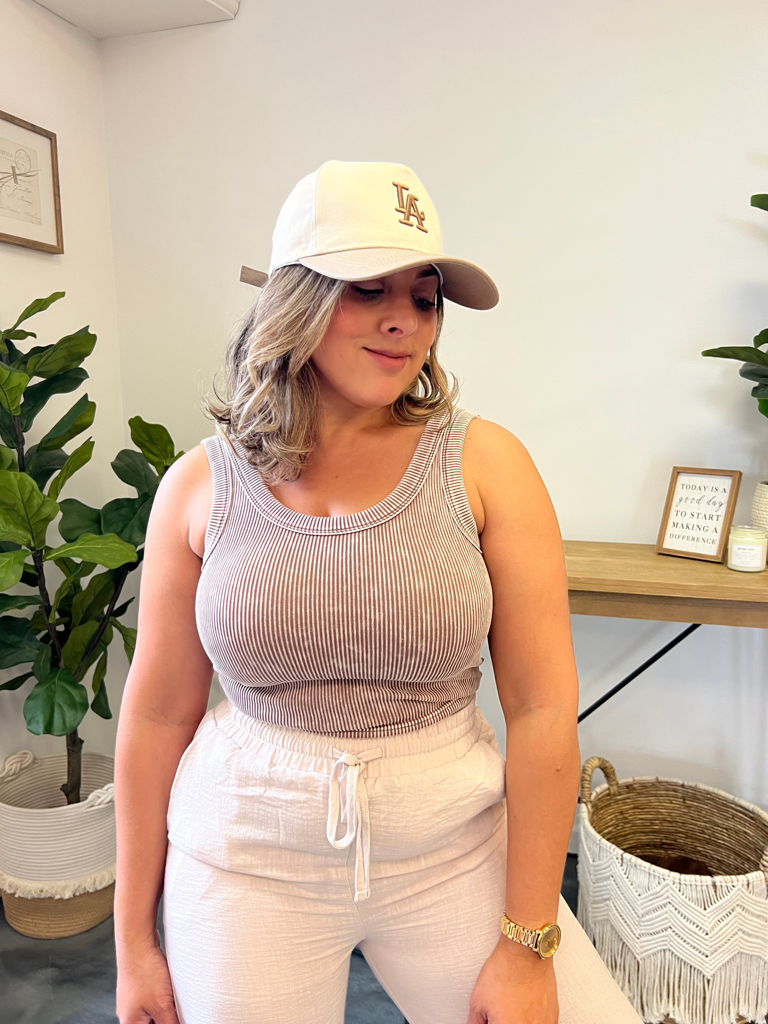 Ribbed Padded Tank Top