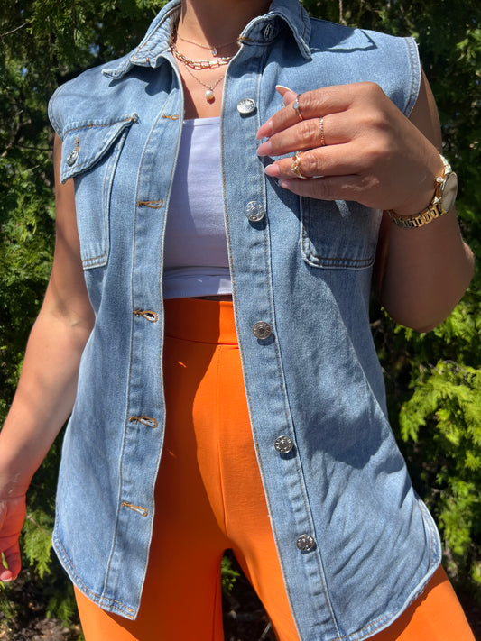 Sleeveless Denim Vest