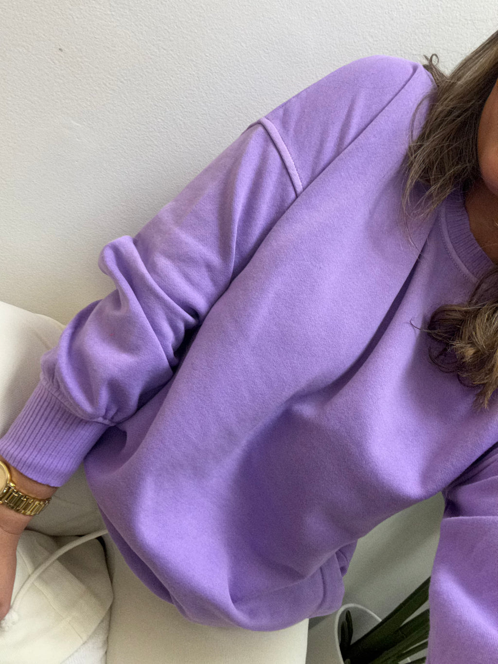 Cozy in lavender sweater