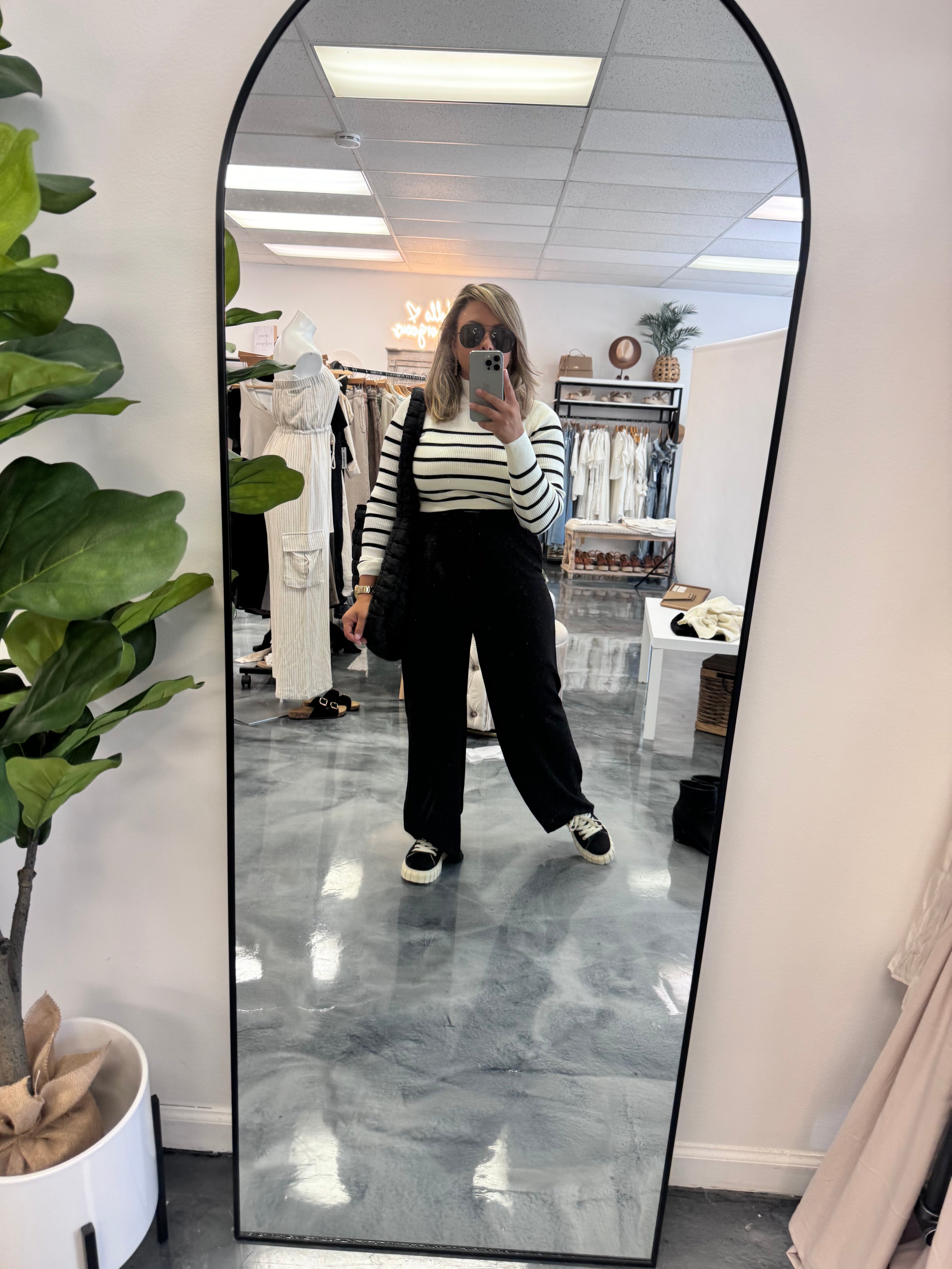 Stripped every day boss babe top