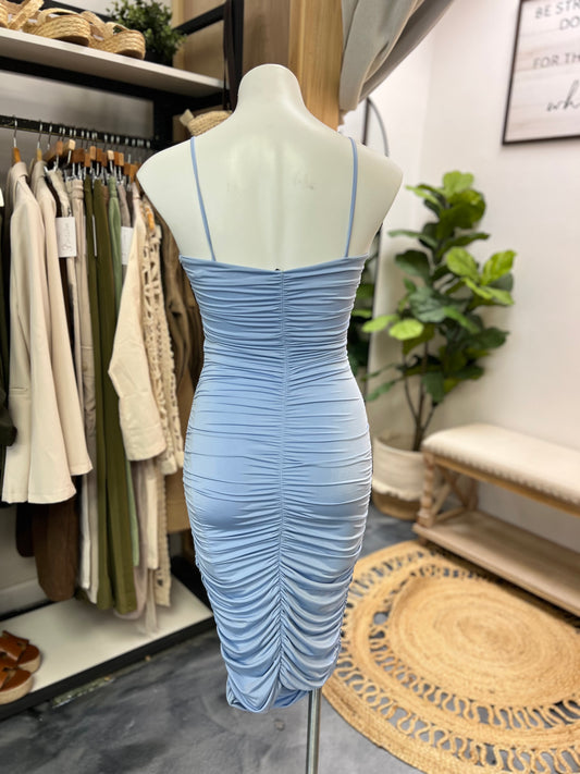 Light Blue Body Con Mini Dress