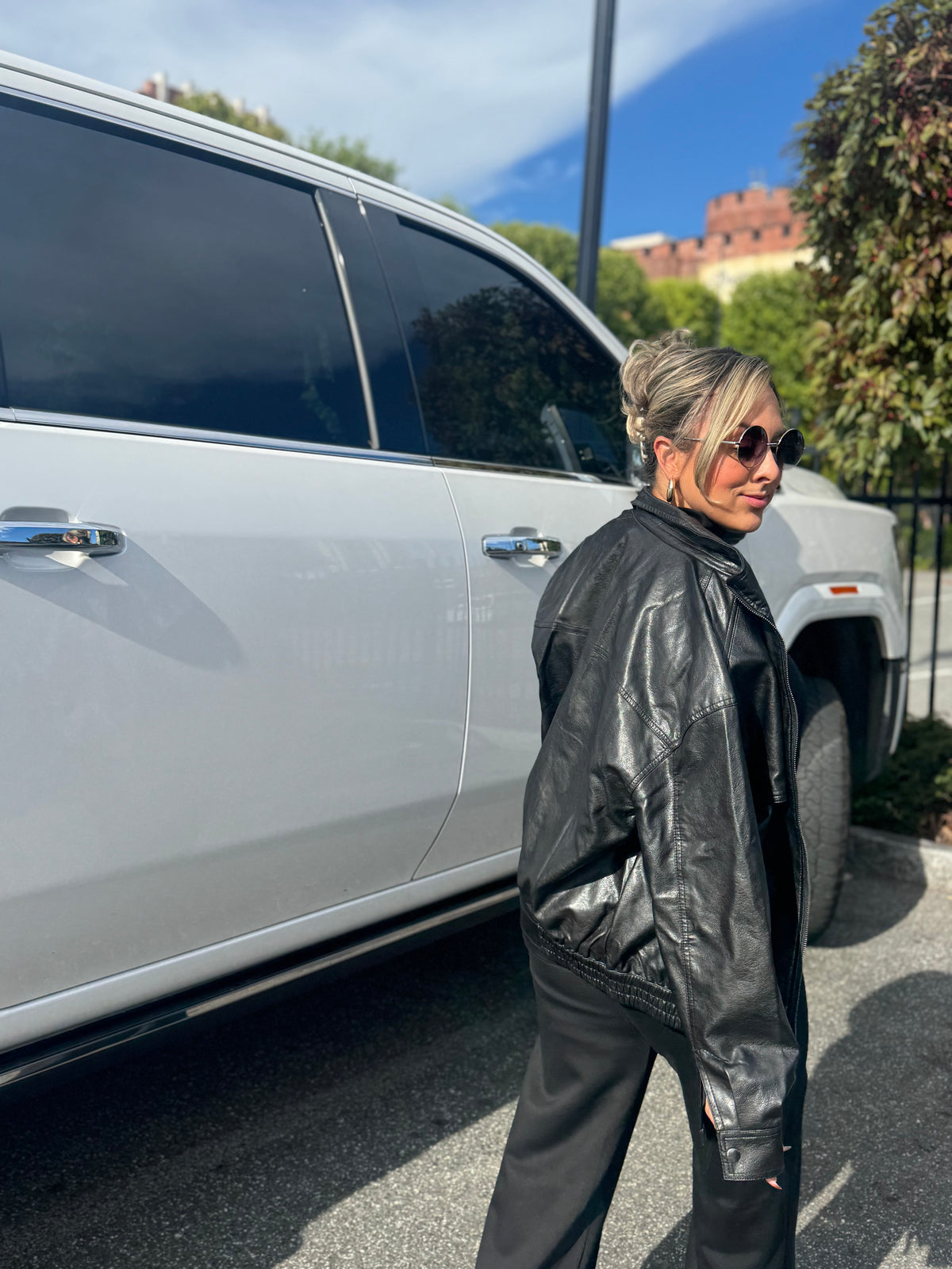 Faux Oversized Leather Jacket