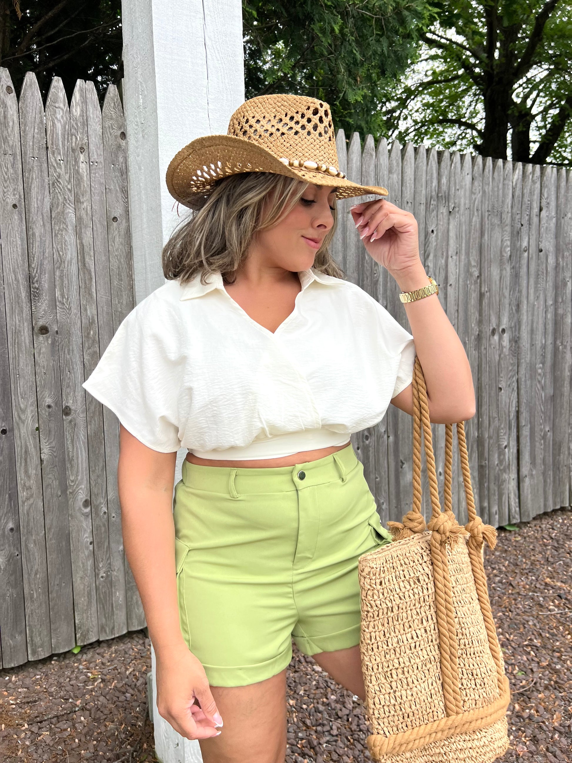 Cape Cream Collard Crop Top