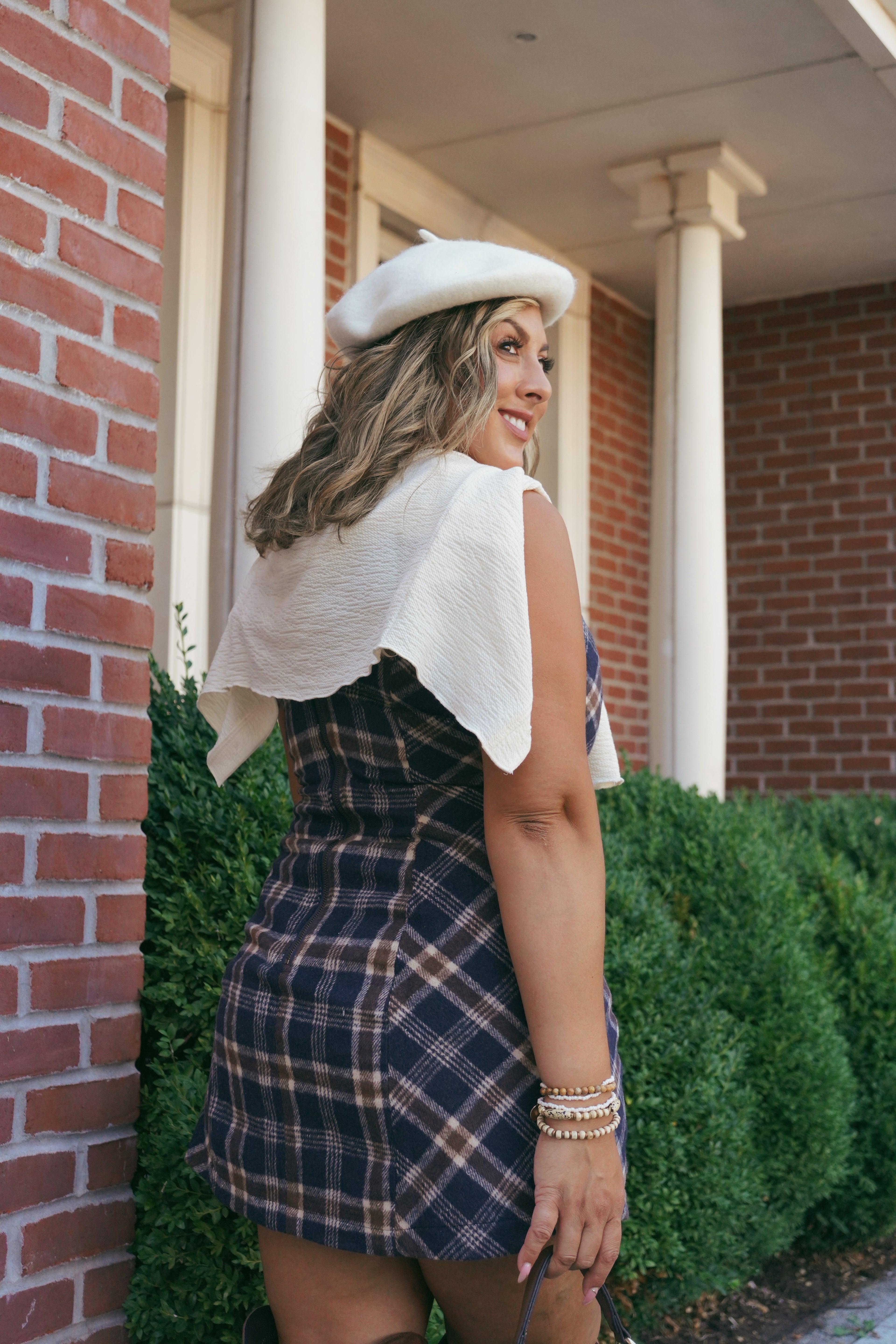 Navy Plaid Dress