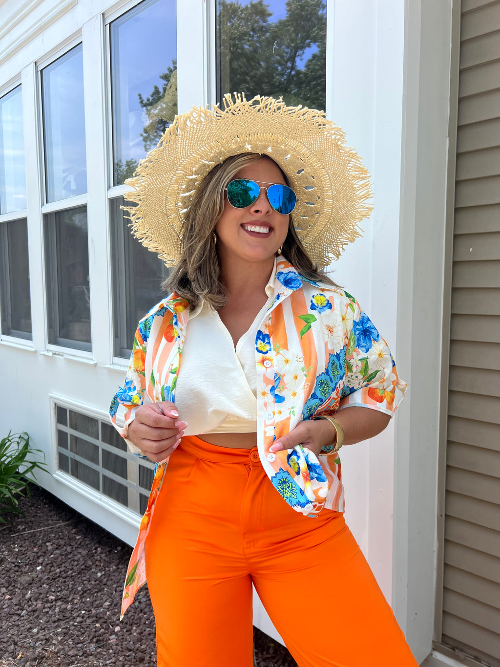Orange Button Trousers