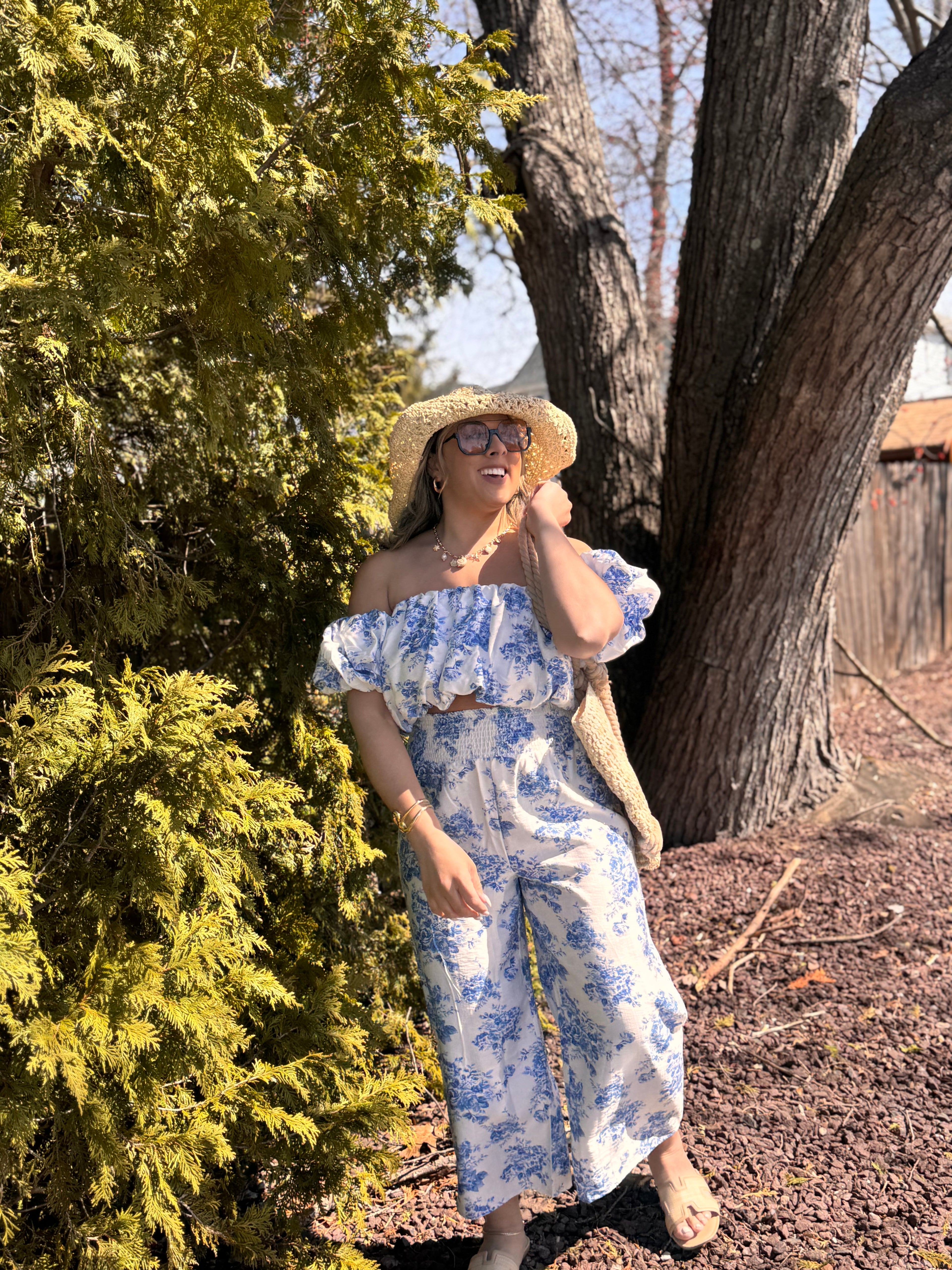 Blue Floral Pants