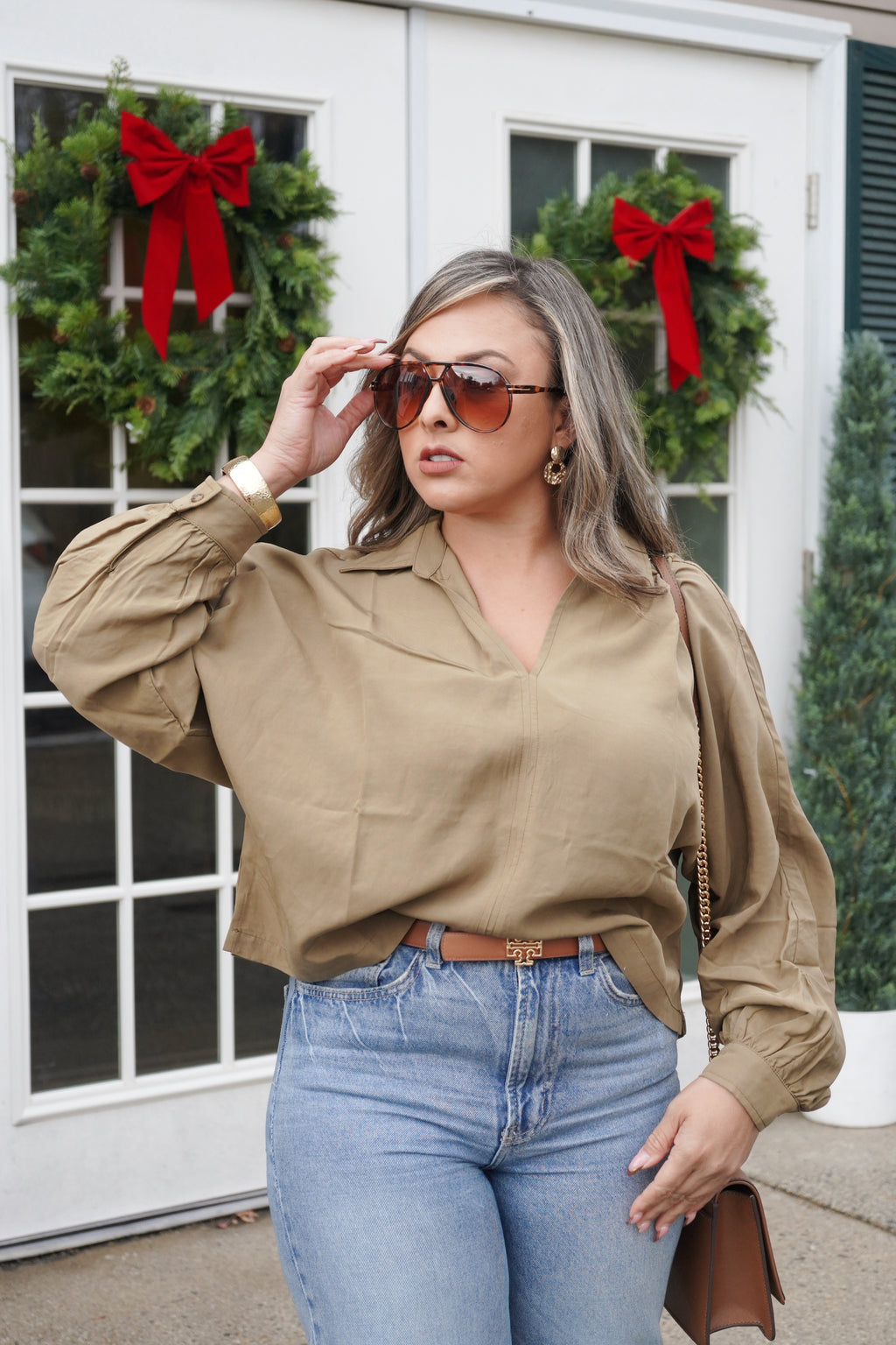 Evergreen Collared Top