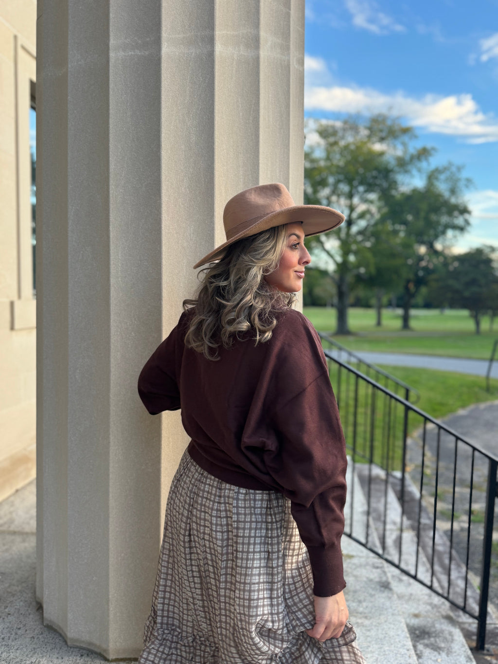 Dark Chocolate Boat Neck Cardigan Sweater