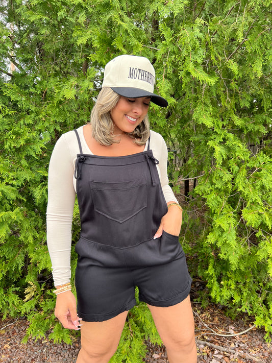 Rayon Woven Romper With Tie Knot Traps